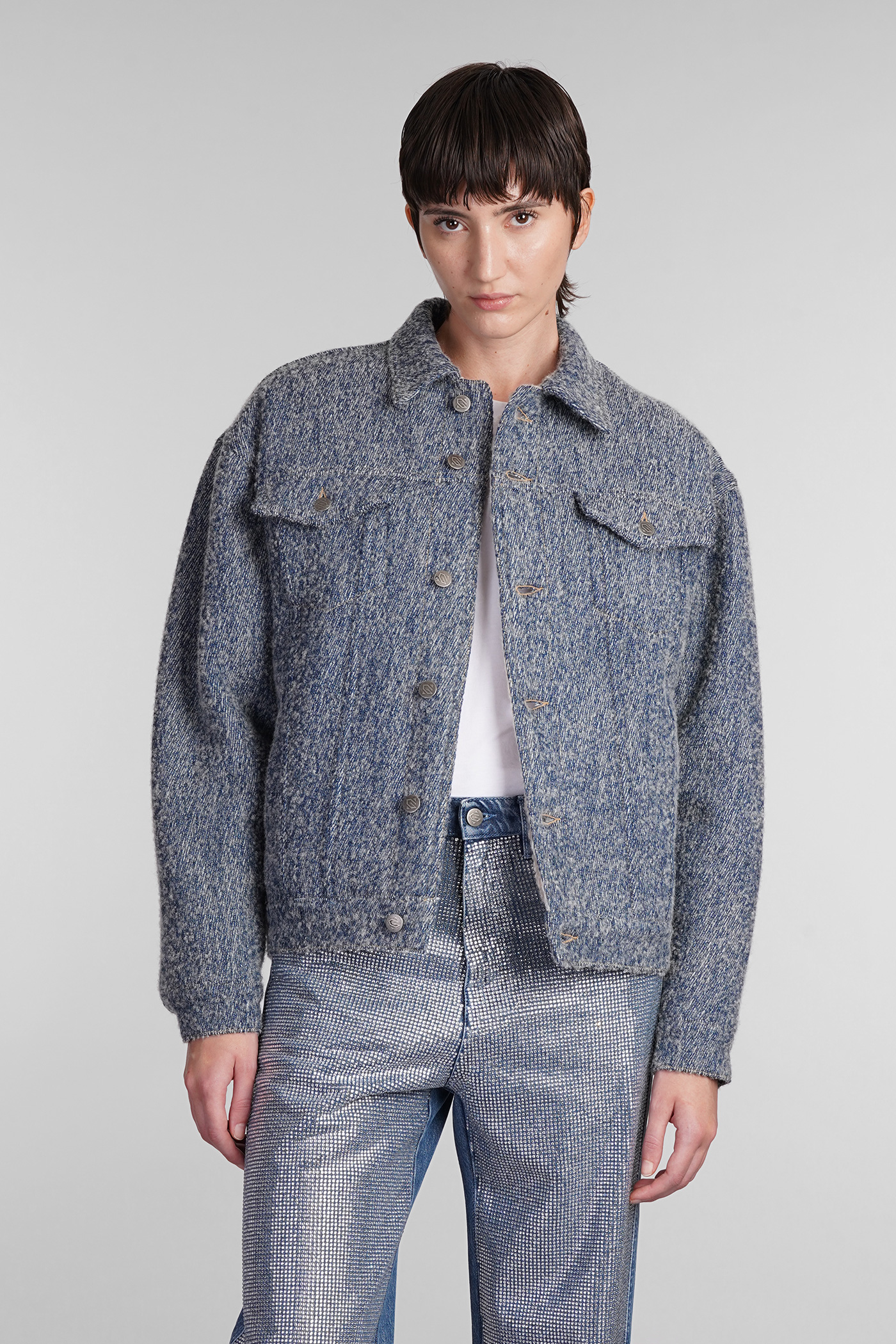 Casual Jacket In Blue Cotton