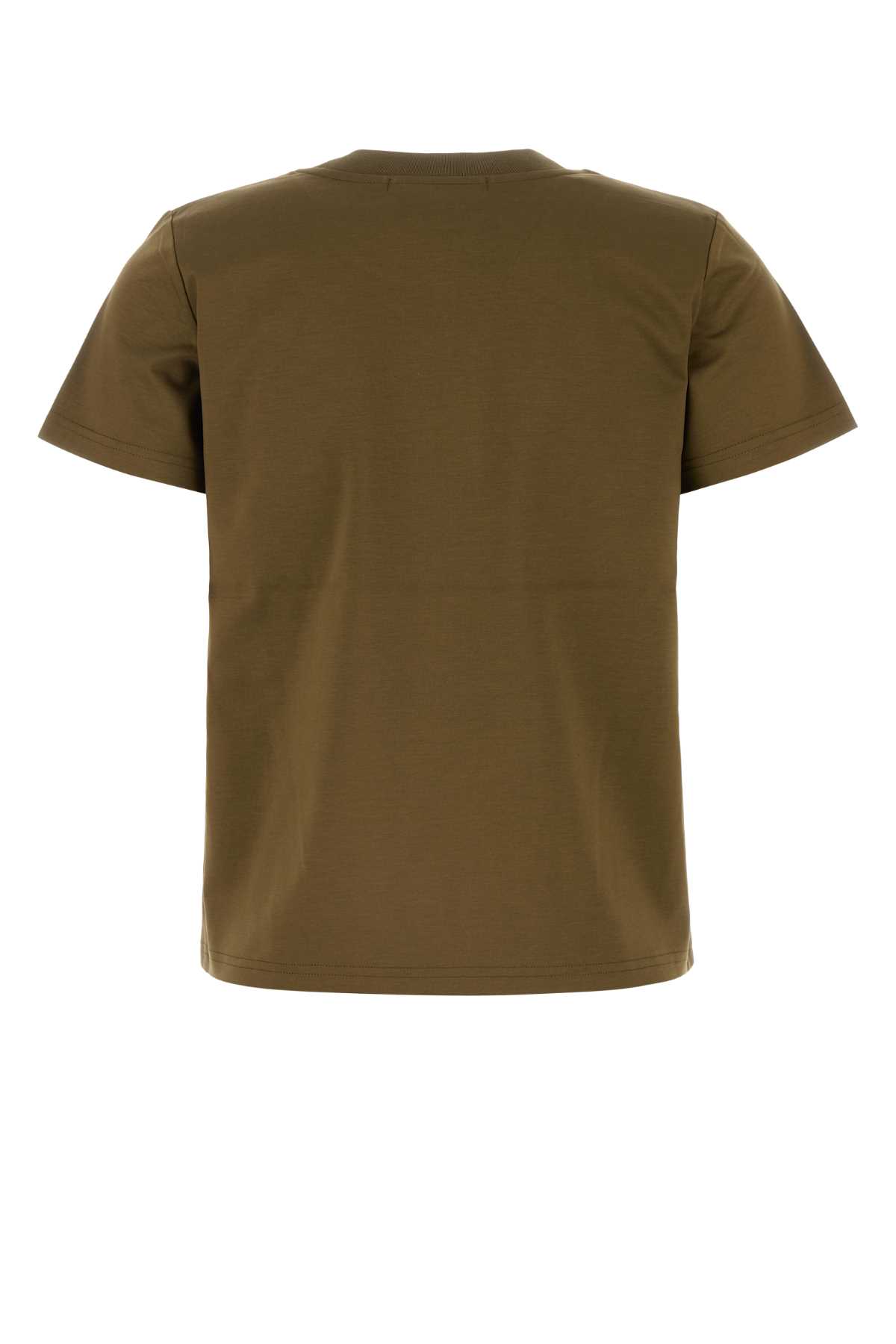 Tatras Crew Neck Short Sleeve Cotton Top In Khaki