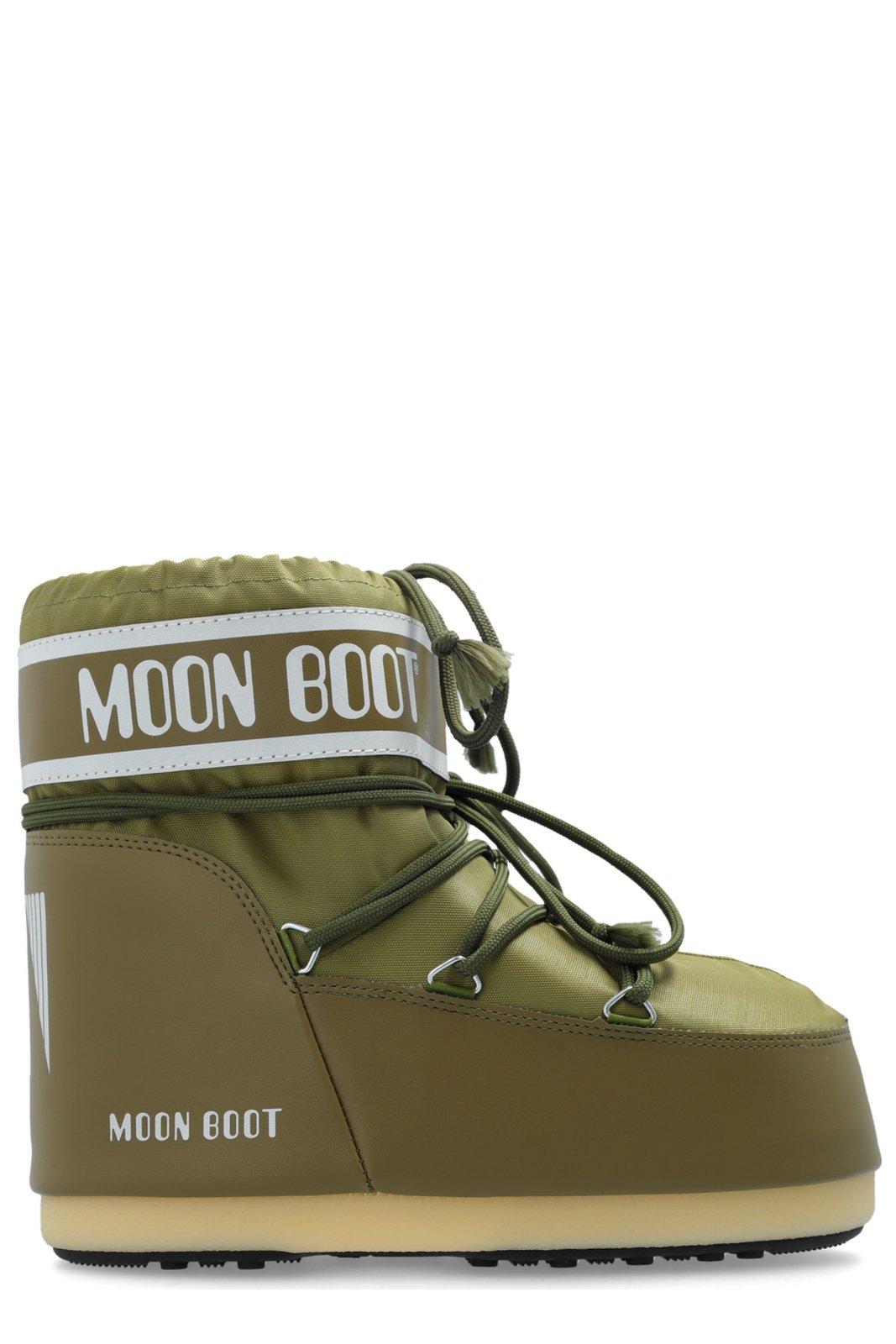Moon Boot Mens Khaki Icon Low 2 Lace-up Nylon Snow Boots M In Verde