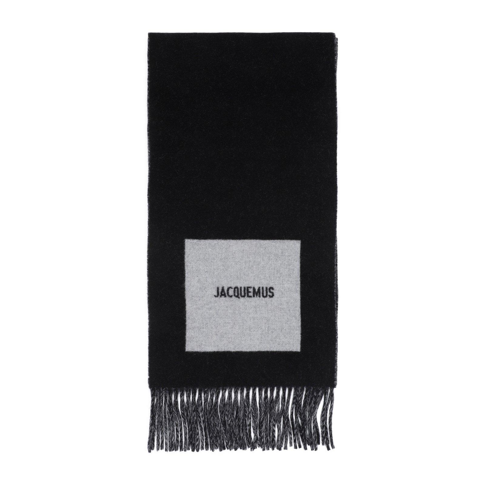 Logo Detailed Fringed Scarf