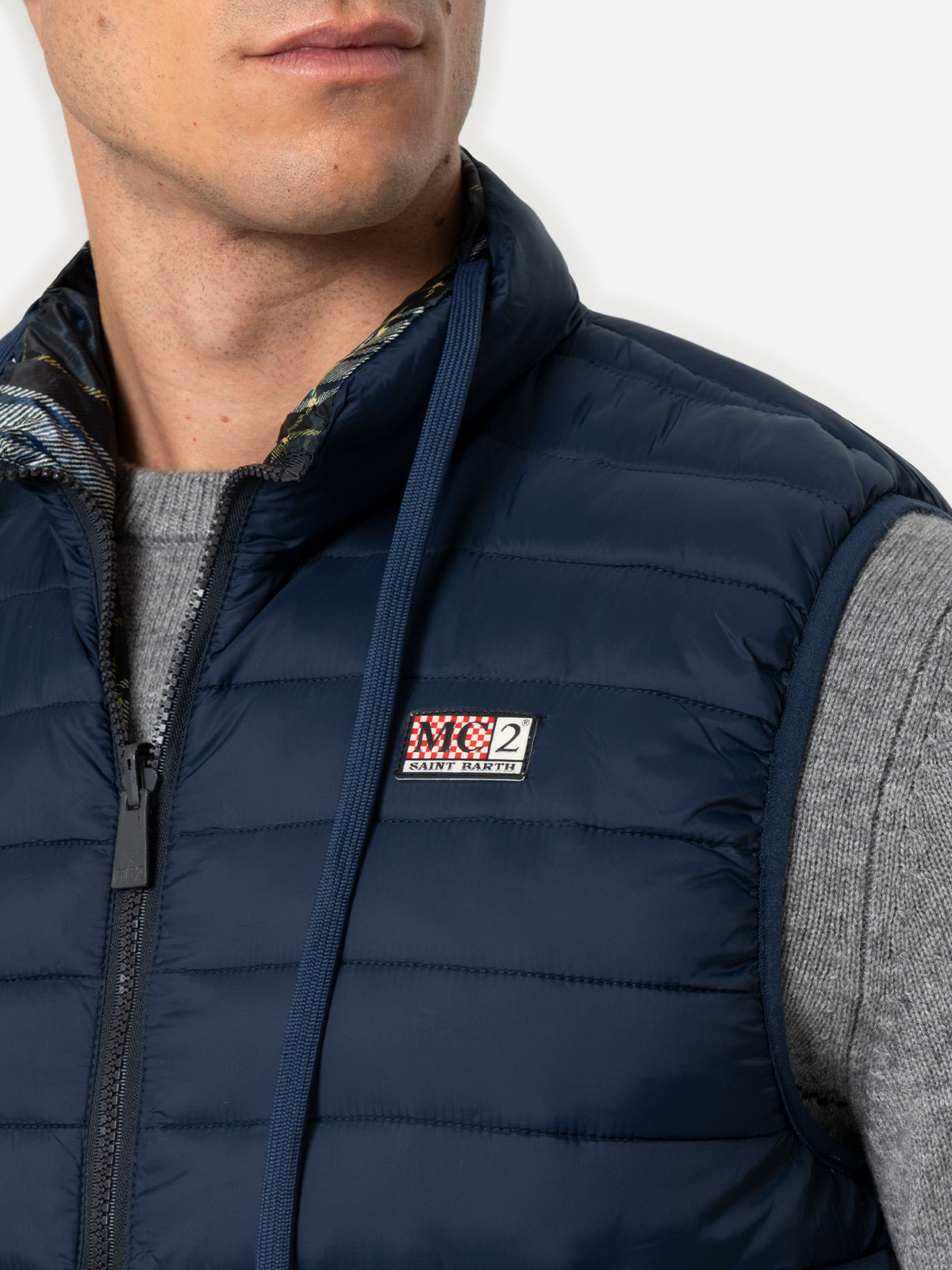 Mc2 Saint Barth Man Navy Blue Padded Vest Aspen