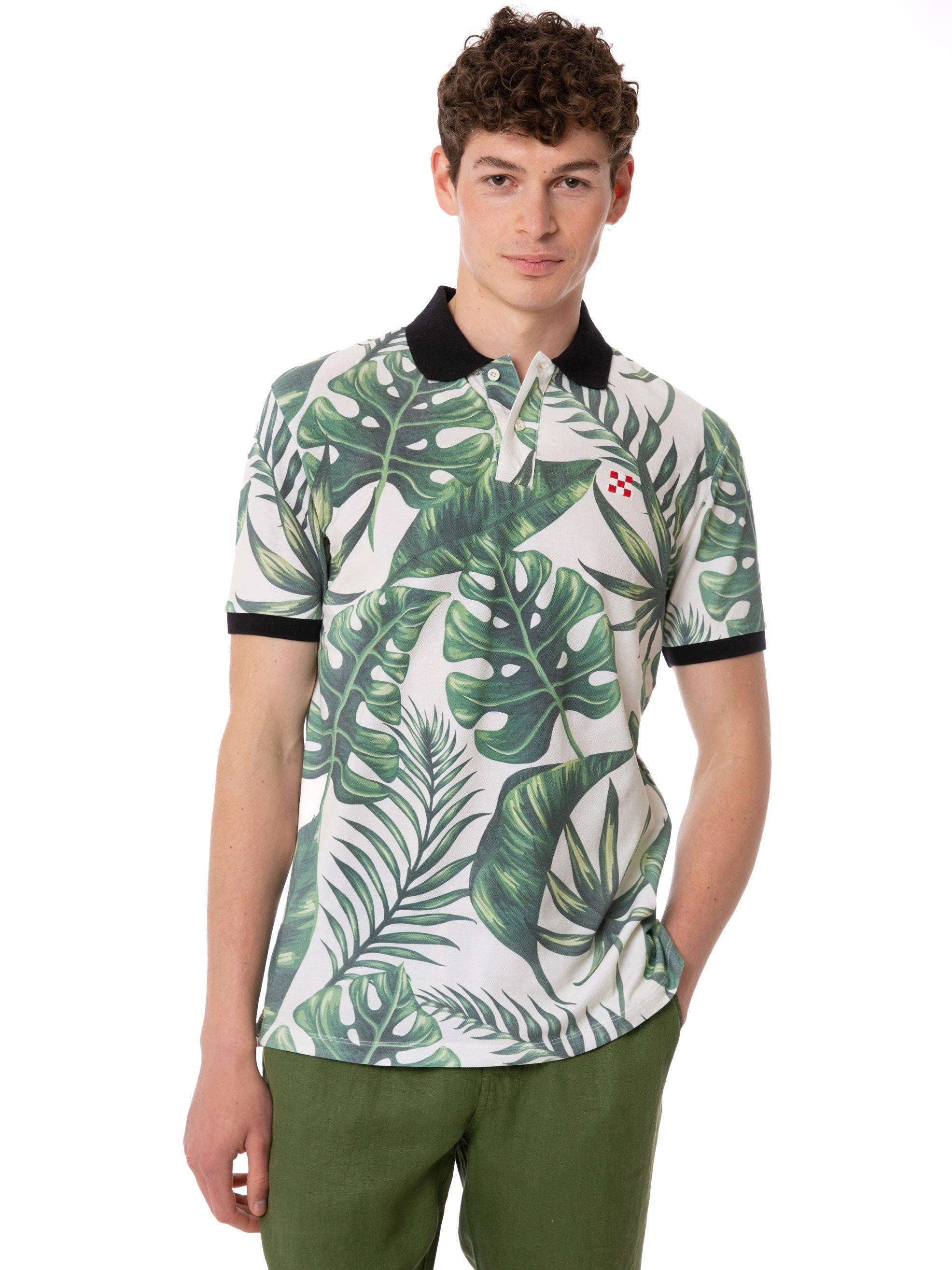 Man Polo With Leaves Print