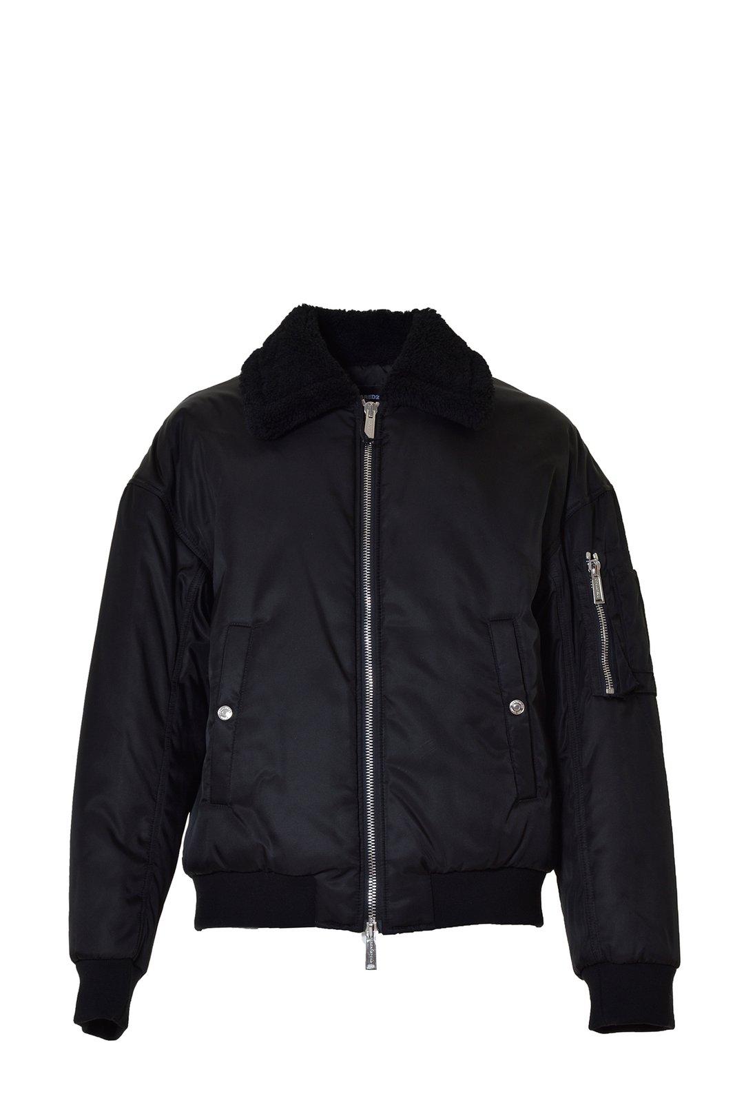 DSQUARED2 LOGO-PRINTED LONG-SLEEVED BOMBER JACKET JACKET