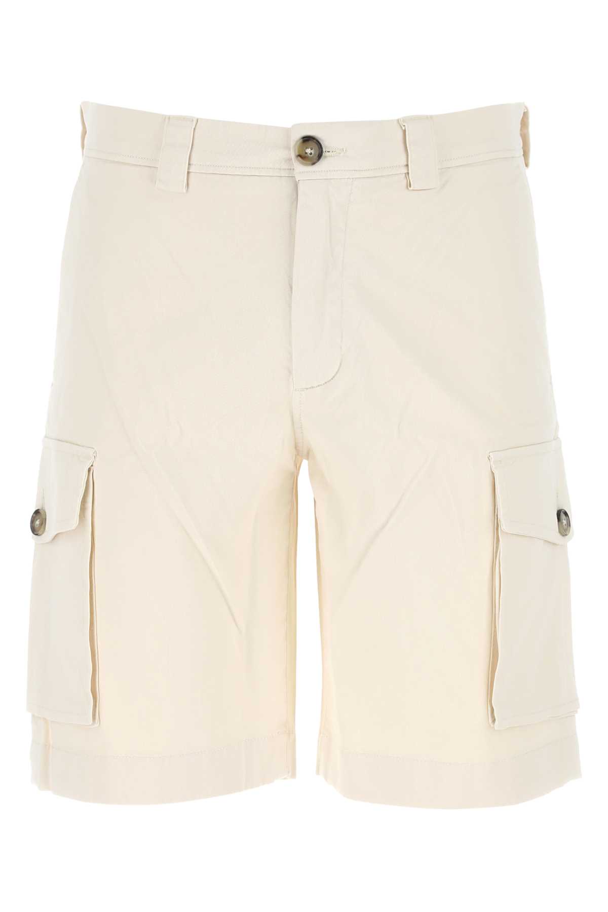 Ivory Stretch Cotton Bermuda Shorts