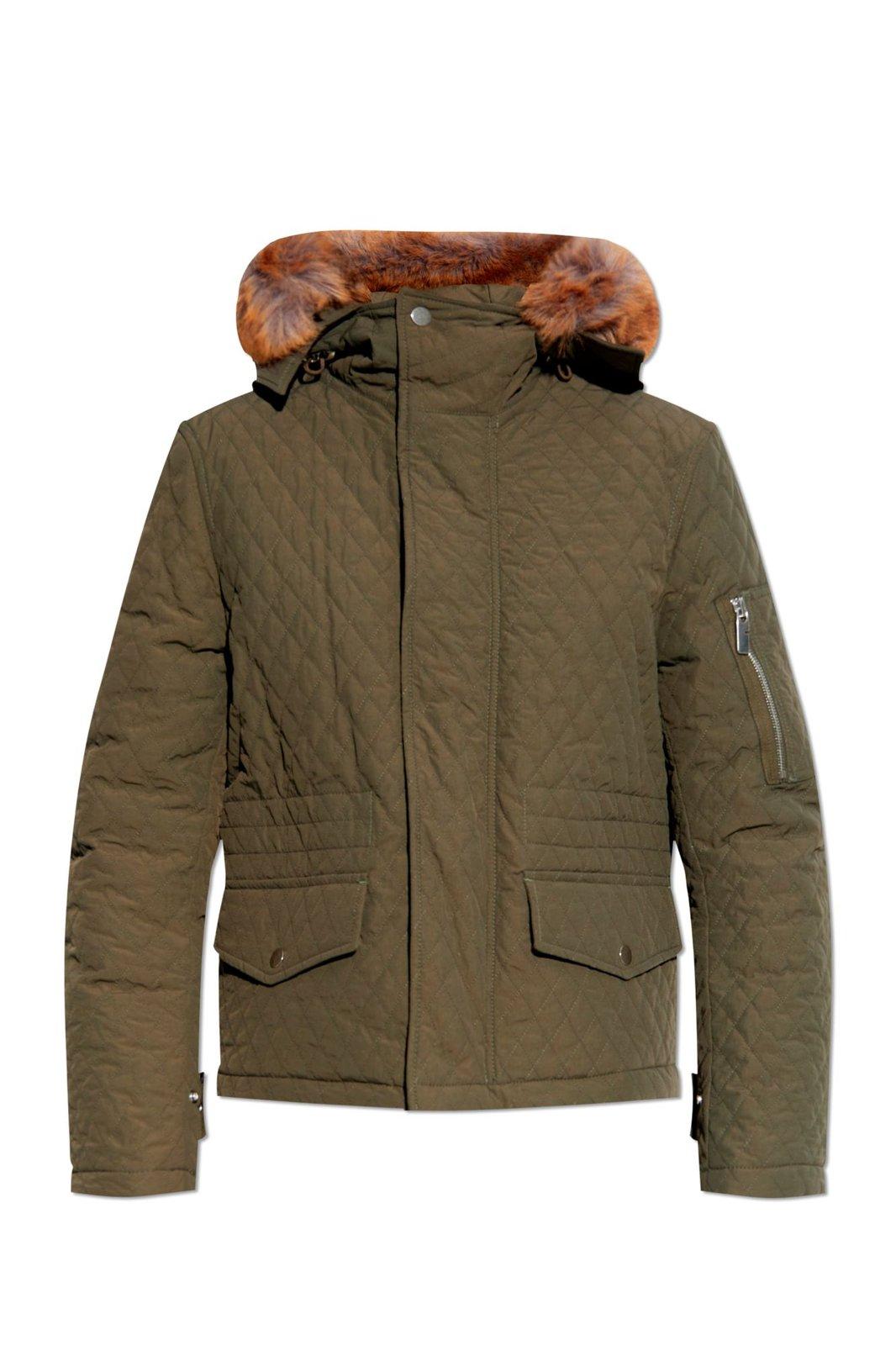 Bomber Long Sleeved Quilted Hooded Jacket