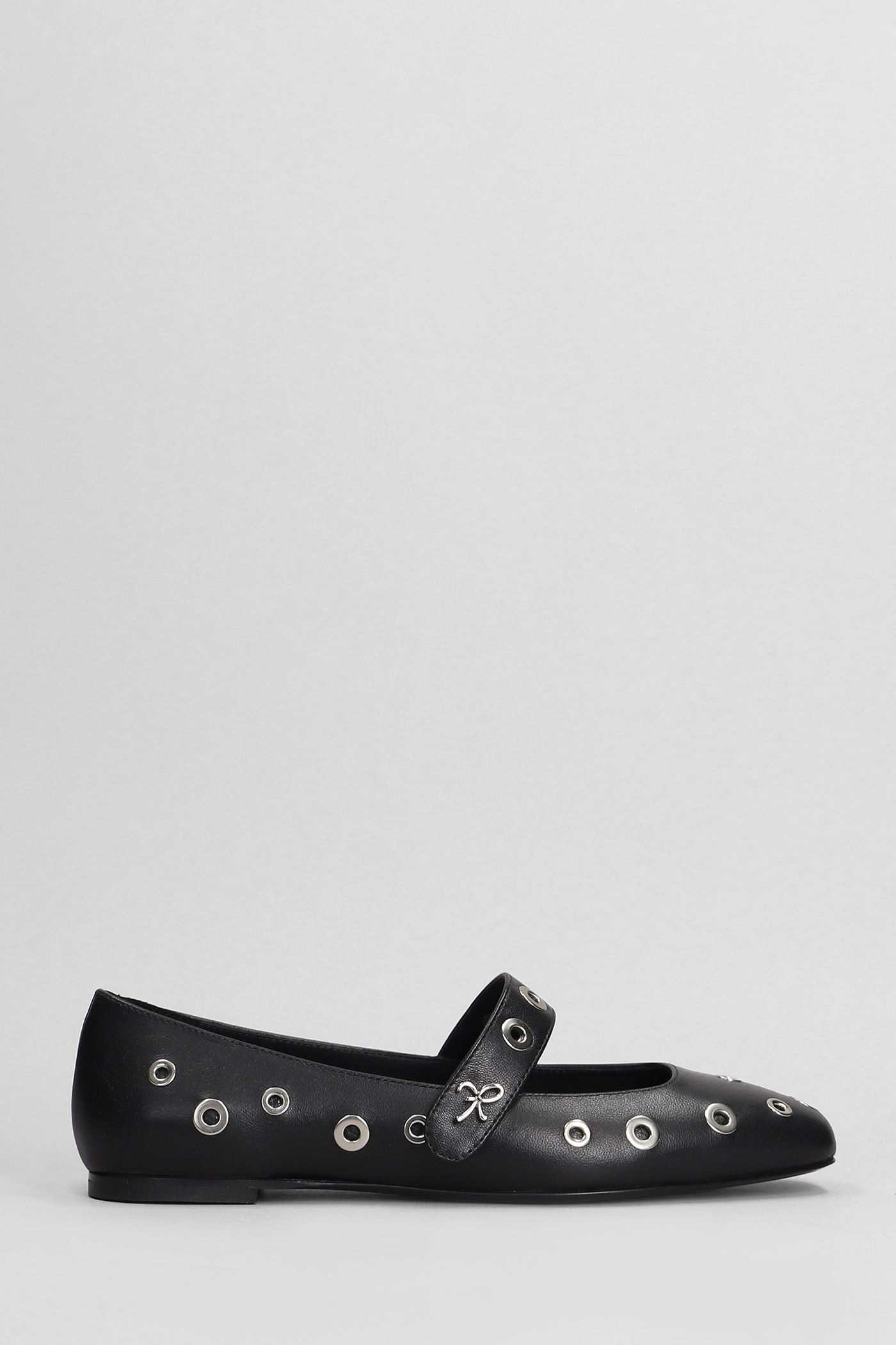 Rock Ballet Flats In Black Leather