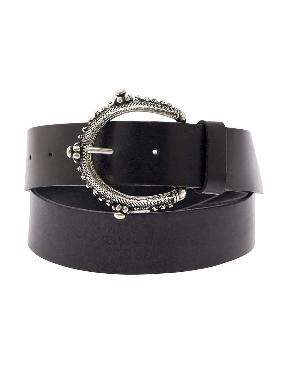 Parosh Black Belt With Circle Buckle In Leather Woman