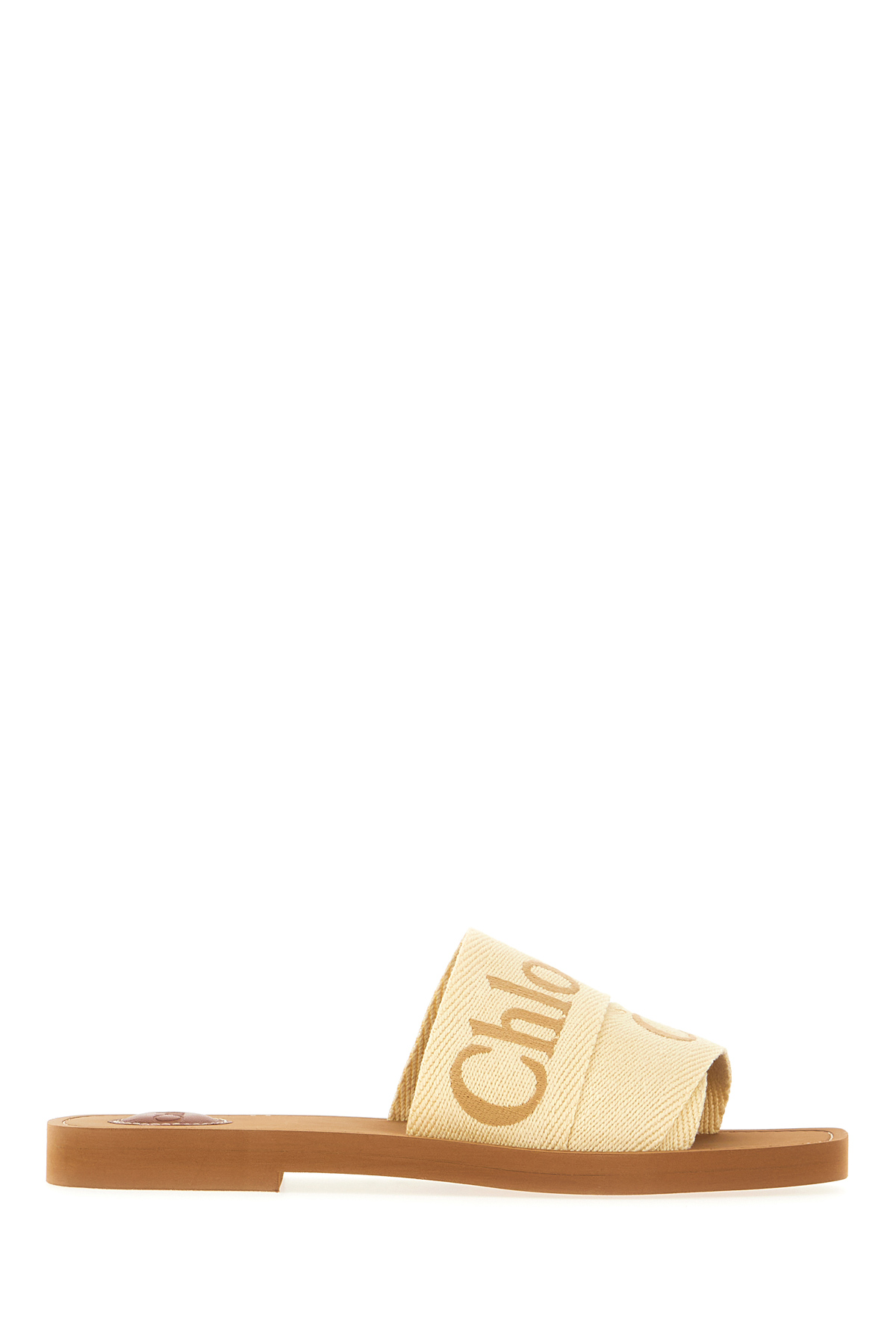 Chloé Cream Linen Blend Woody Slippers