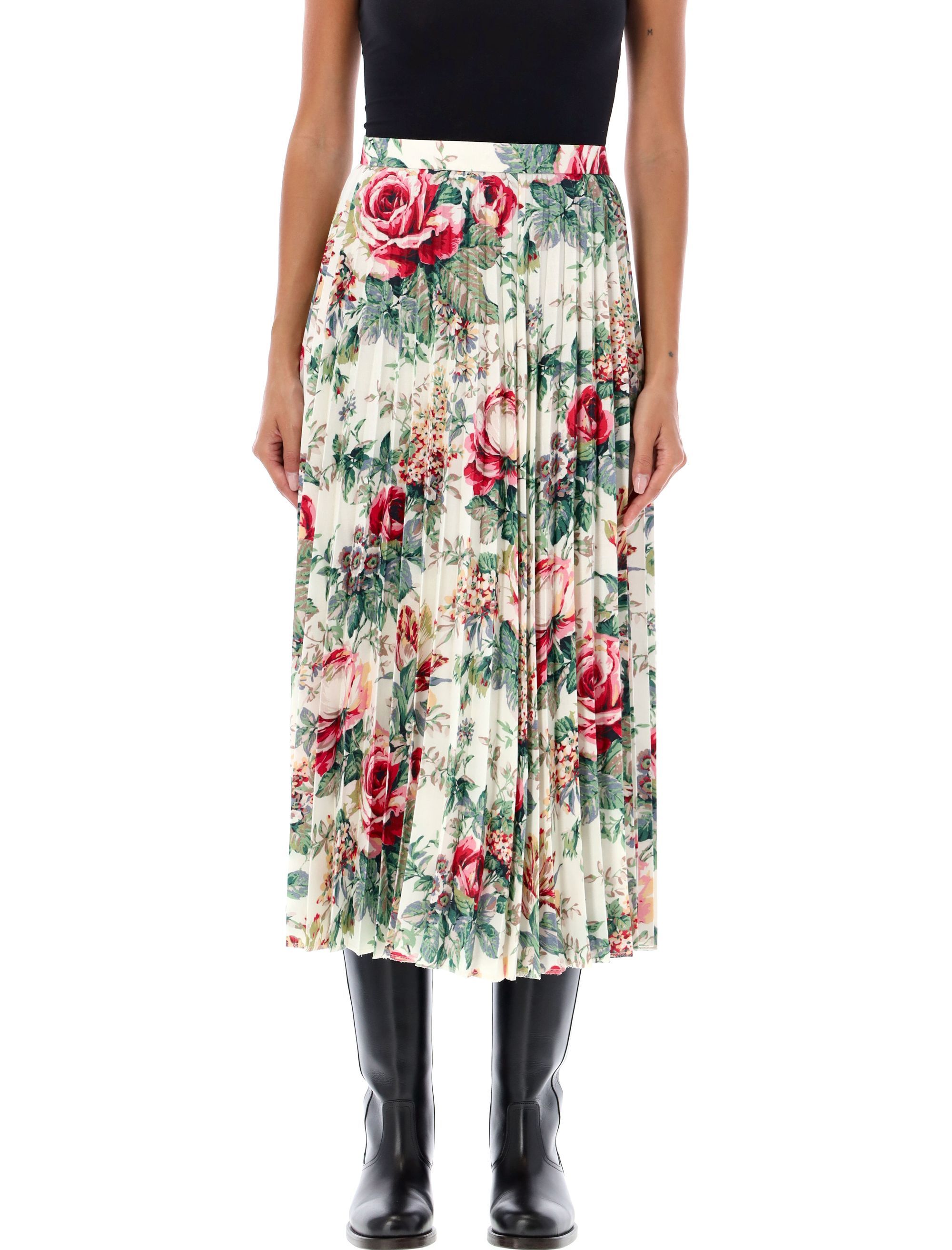 Floral Pleated Midi Skirt