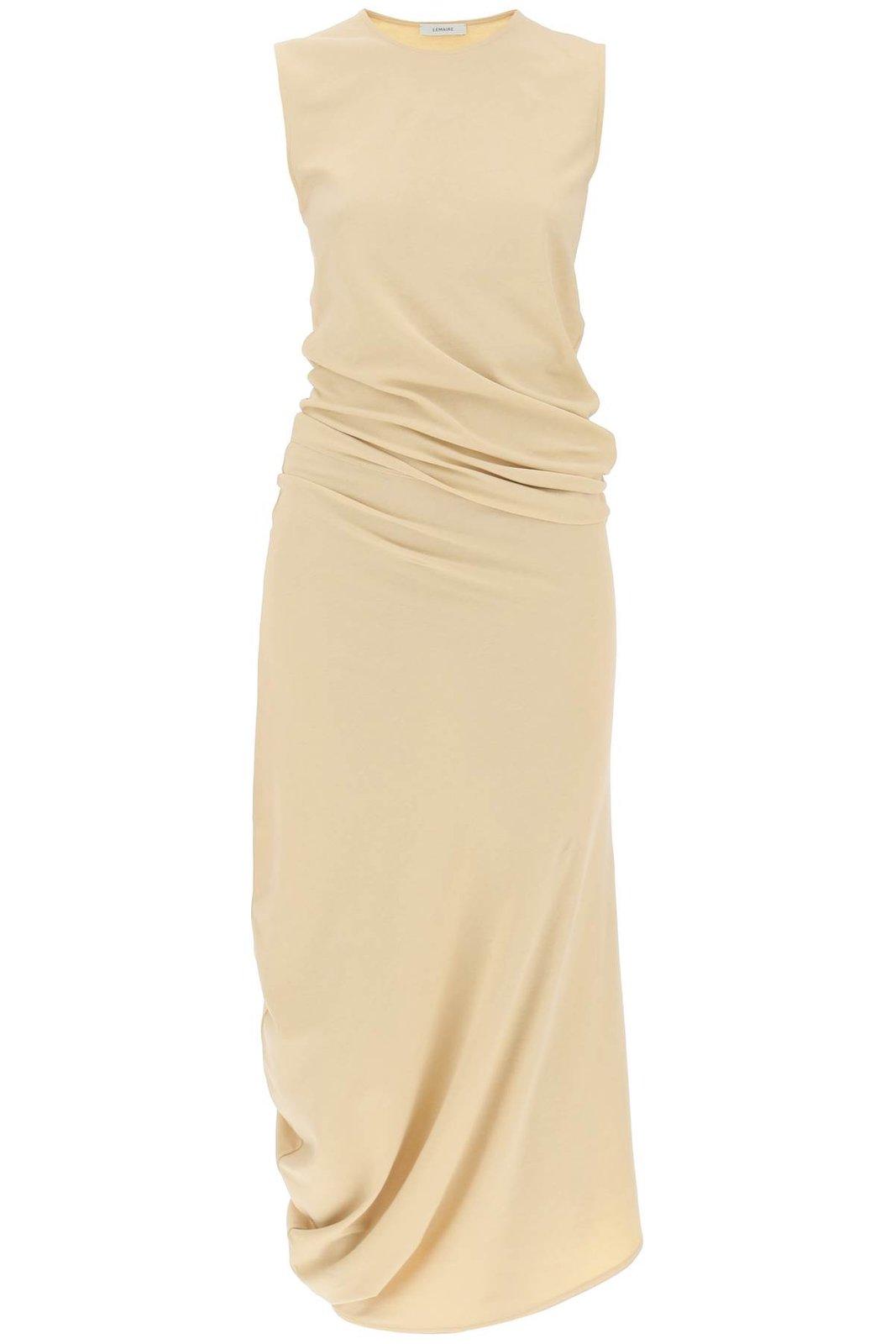 Sleeveless Draped Crepe Maxi Dress