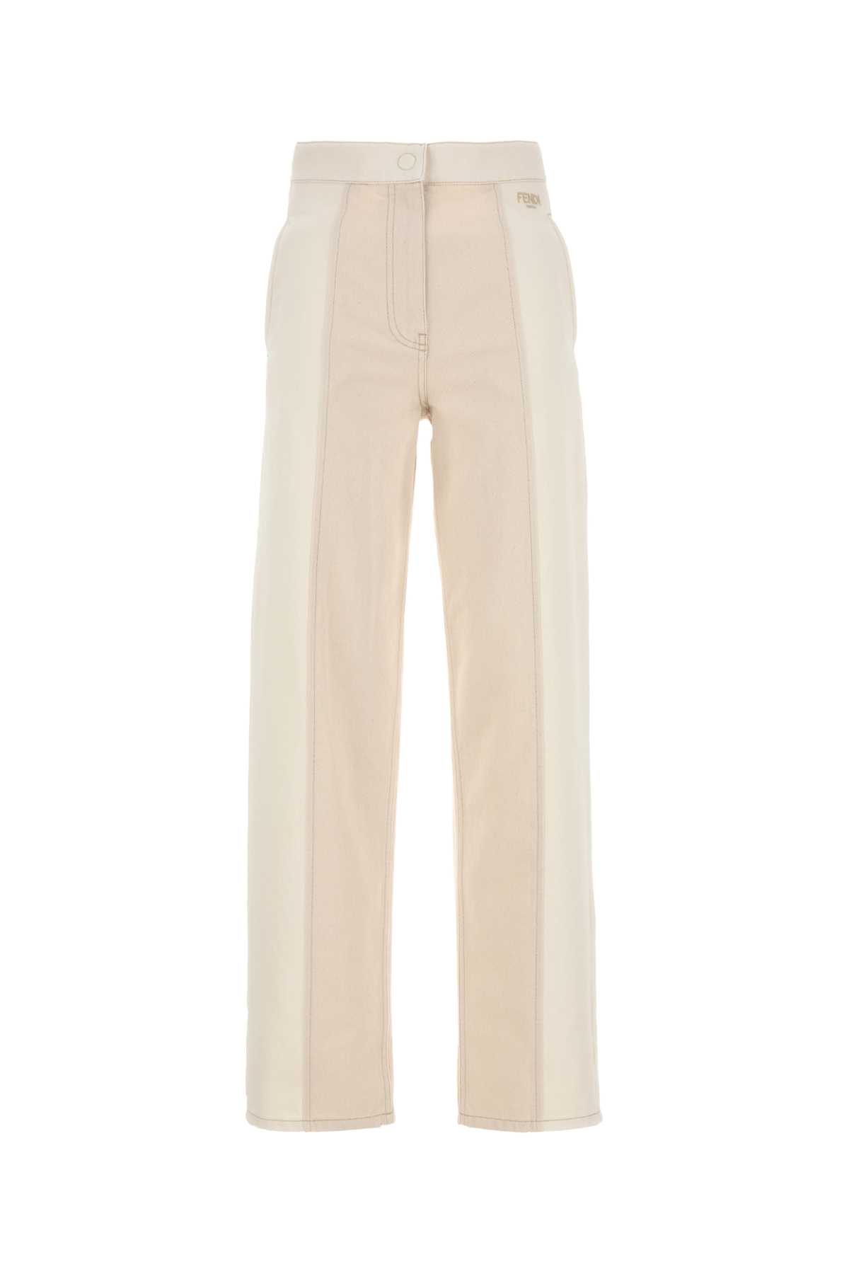 Fendi Ivory Denim Jeans In White