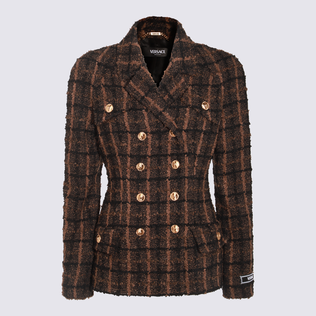 Brown And Black Wool Casual Jacket