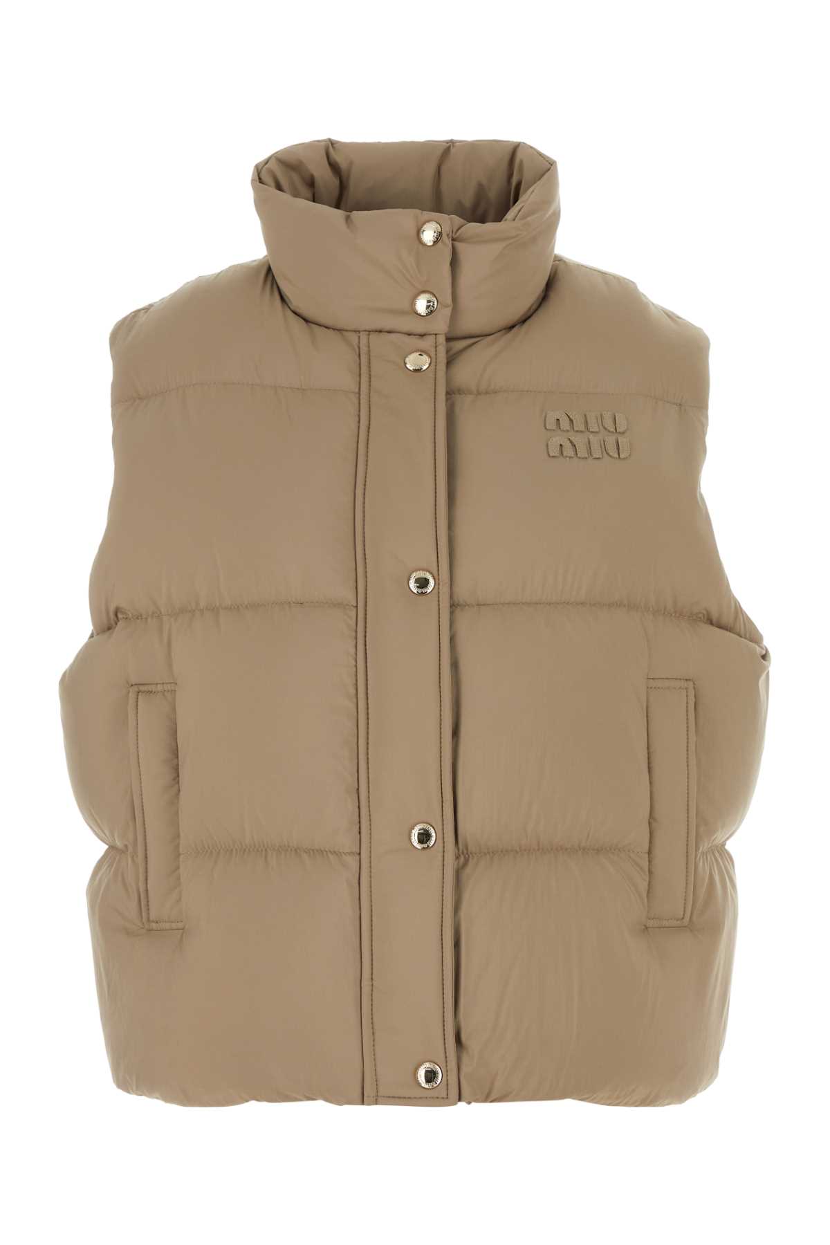 Cappuccino Polyester Sleeveless Down Jacket