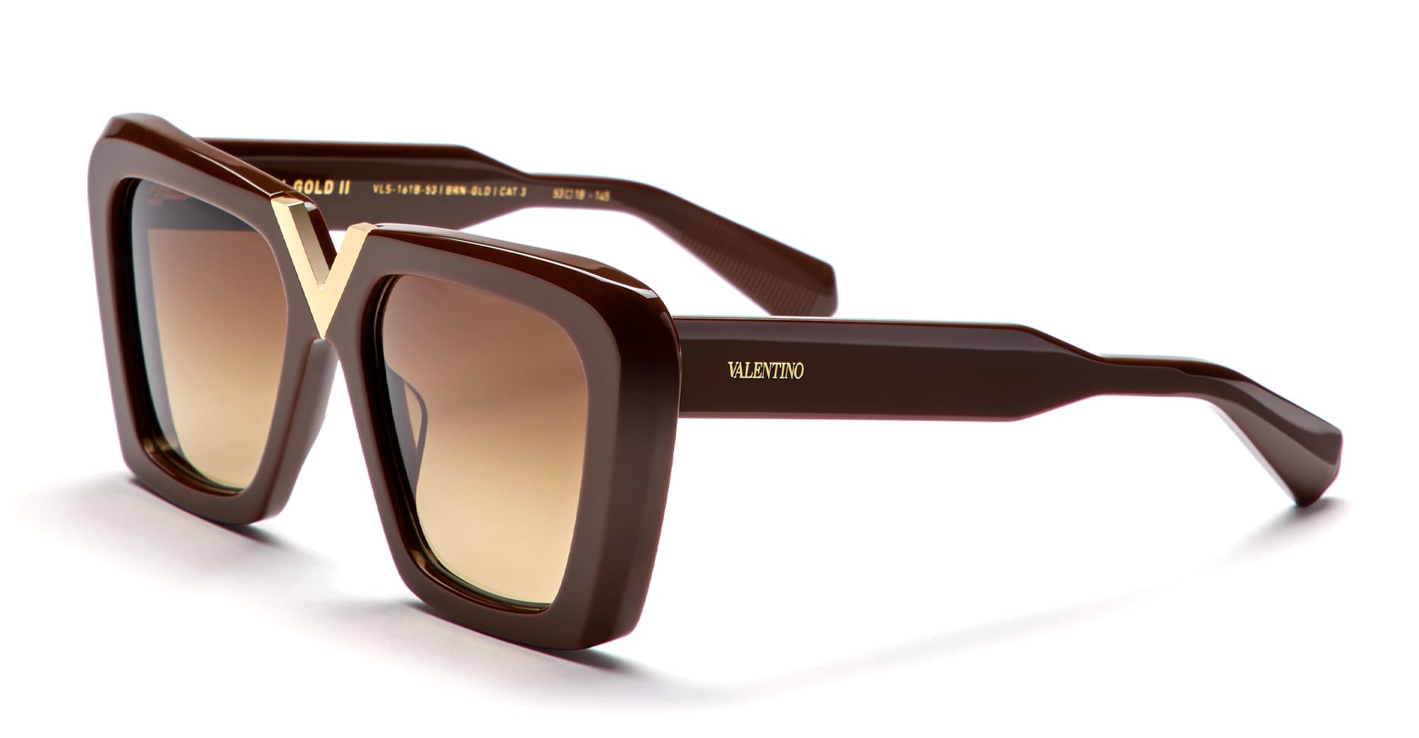 Valentino V-gold Ii Acetate Butterfly Sunglasses In Brown