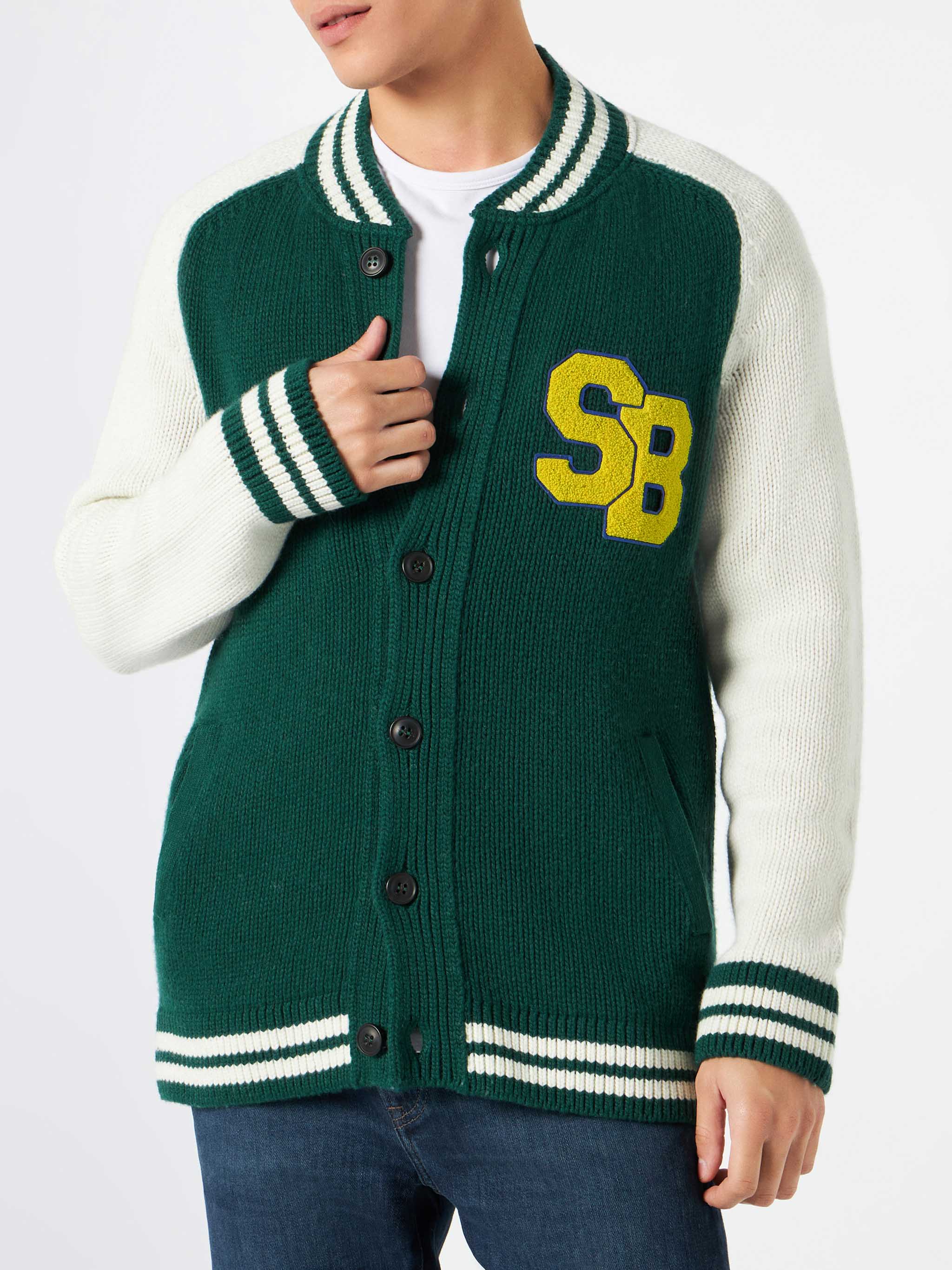 Green Knit Bomber College Style