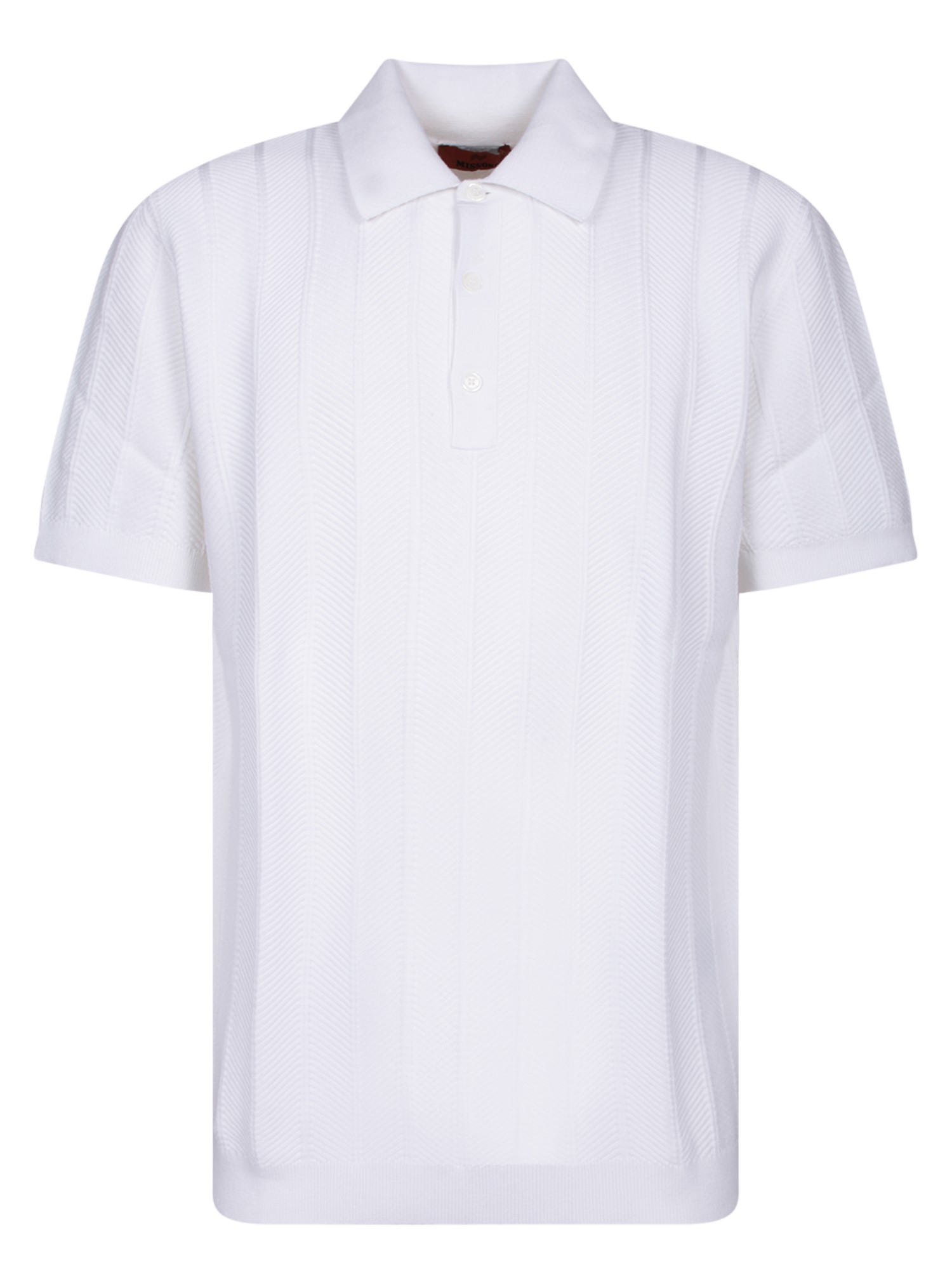 Zigzag Jacquard White Polo Shirt