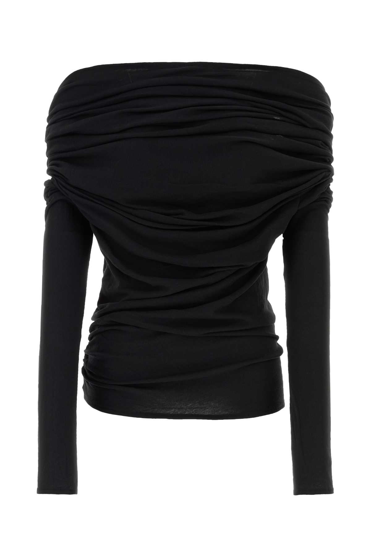 Black Stretch Cotton Bound Top