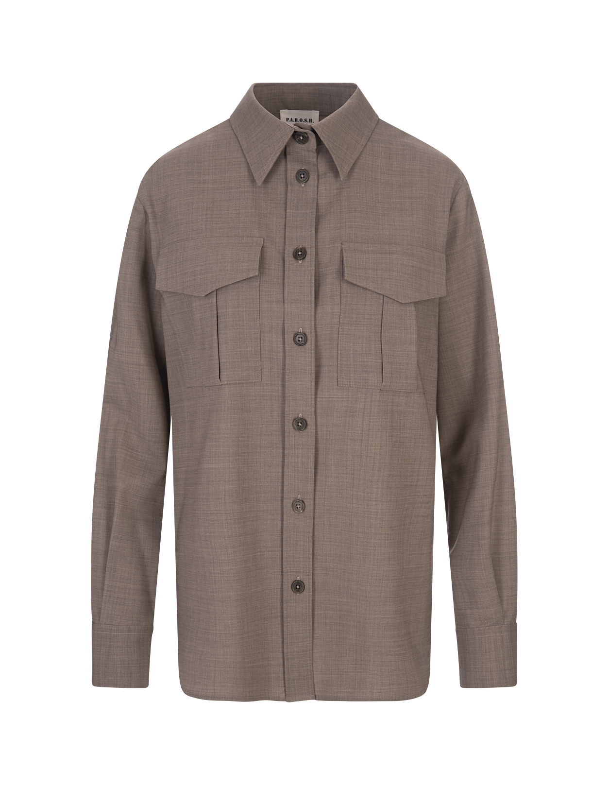 Parosh Lille Shirt In Taupe Stretch Wool