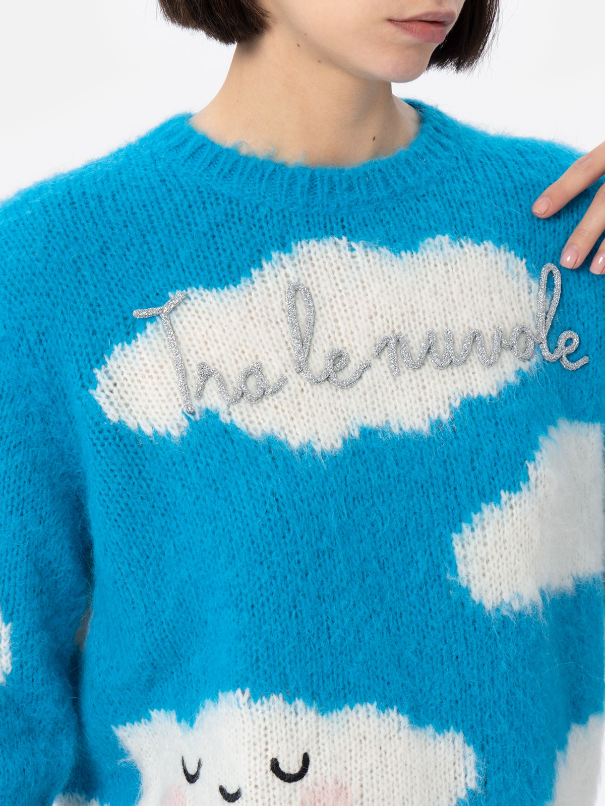 Mc2 Saint Barth Woman Alpaca Blend Sweater Queen With Tra Le Nuvole Embroidery