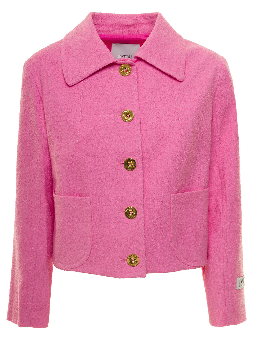 Pink Jacket With Branded Buttons In Cotton Blend Tweed Woman