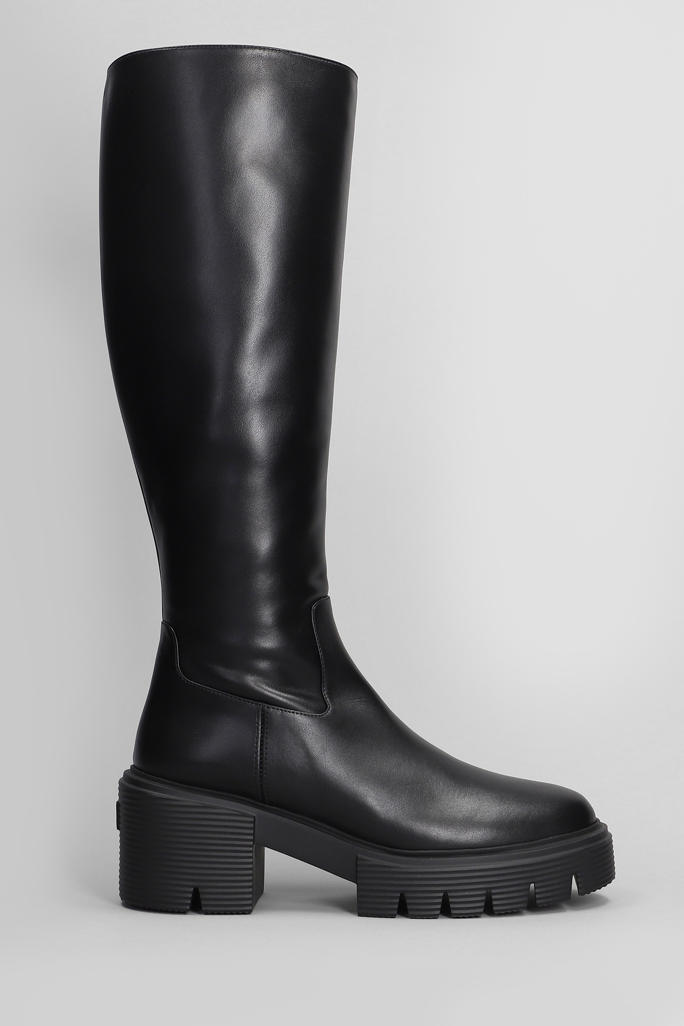 Soho Knee High Heels Boots In Black Leather