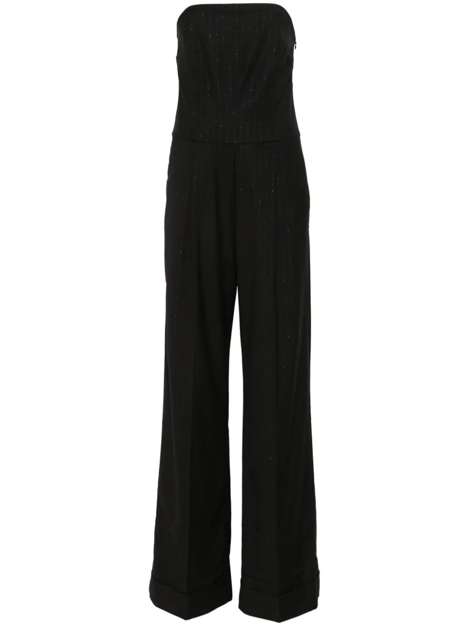 Black Pinstriped Jumpsuit