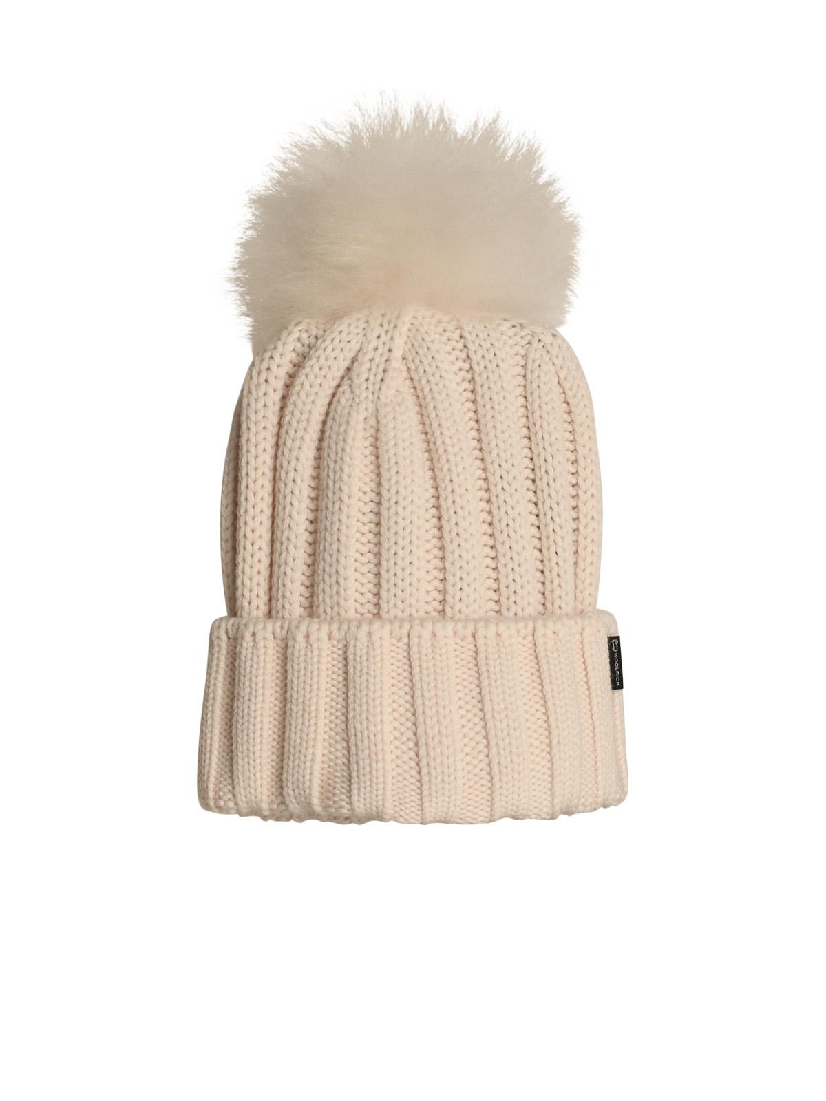 pon Pon White Virgin Wool Beanie