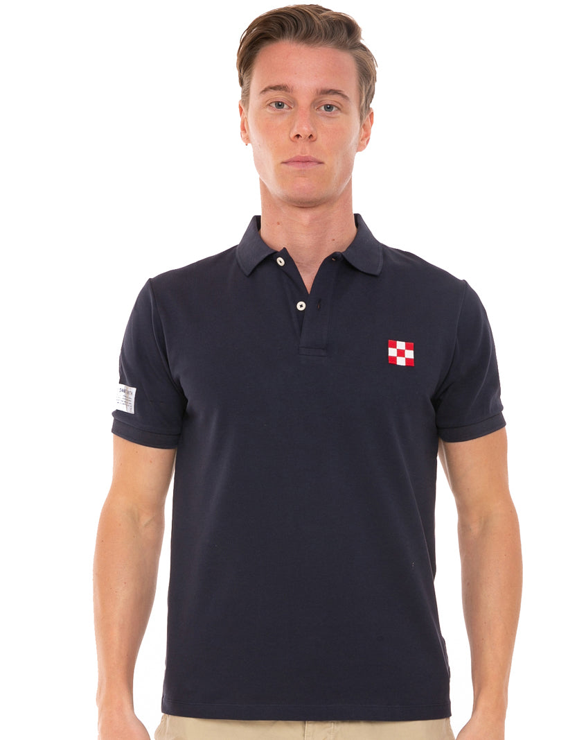 Blue Piquet Polo With St. Barth Check Logo