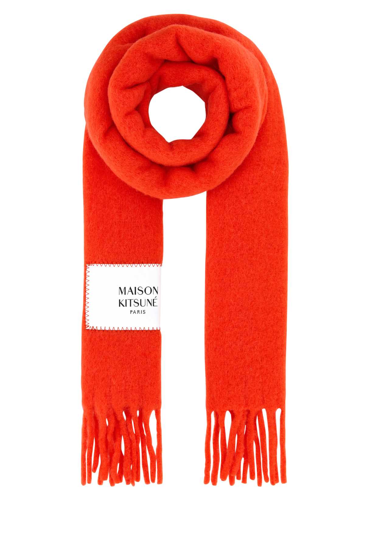 Maison Kitsuné Red Alpaca Blend Scarf