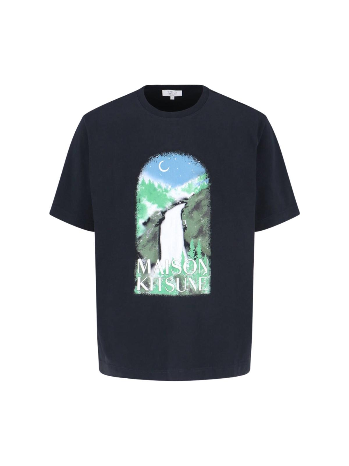 Maison Kitsuné waterfall Print T-shirt