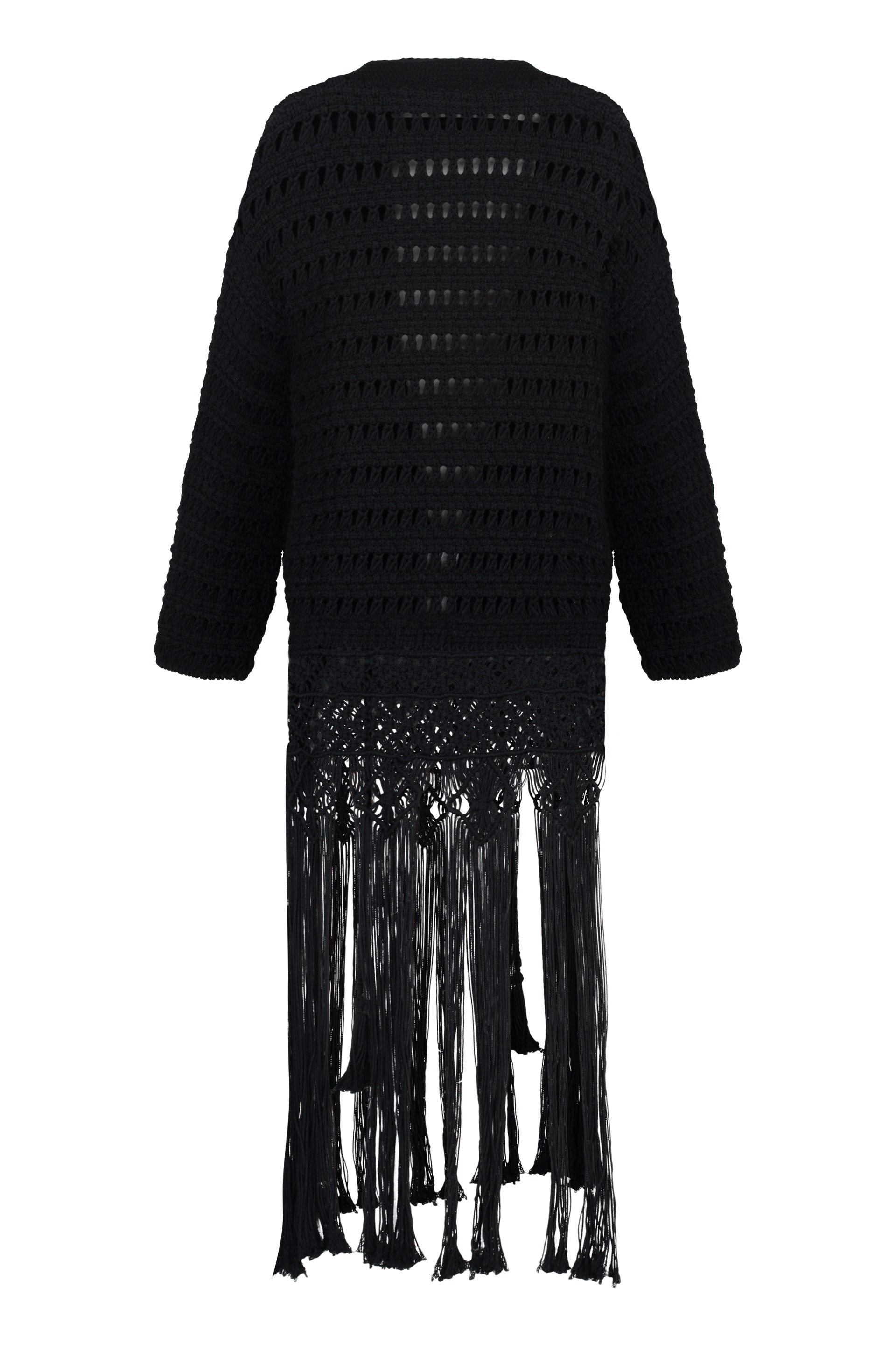 Alanui India Cotton Crochet Fringe Cardigan In Black