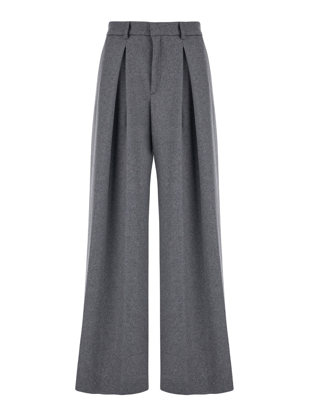 tara Grey Oversized Tailored Trousers With Pleated Details In Wool Woman