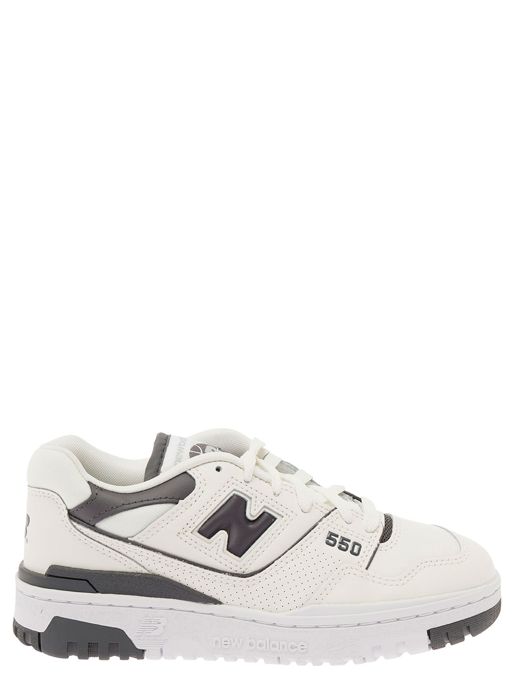 550 White And Black Low Top Sneakers With Logo In Leather Woman