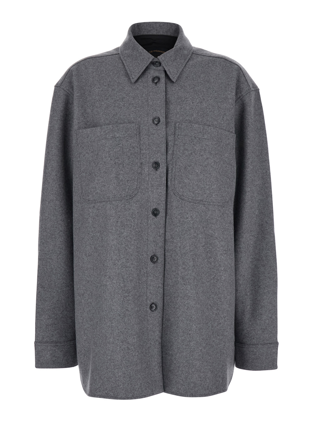 tina Grey Oversize Shirt In Wool Woman