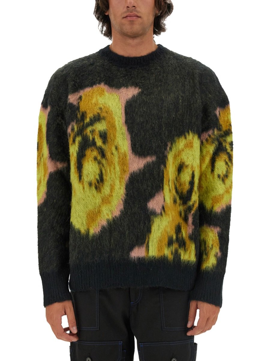 Rose Intarsia-knit Crewneck Jumper