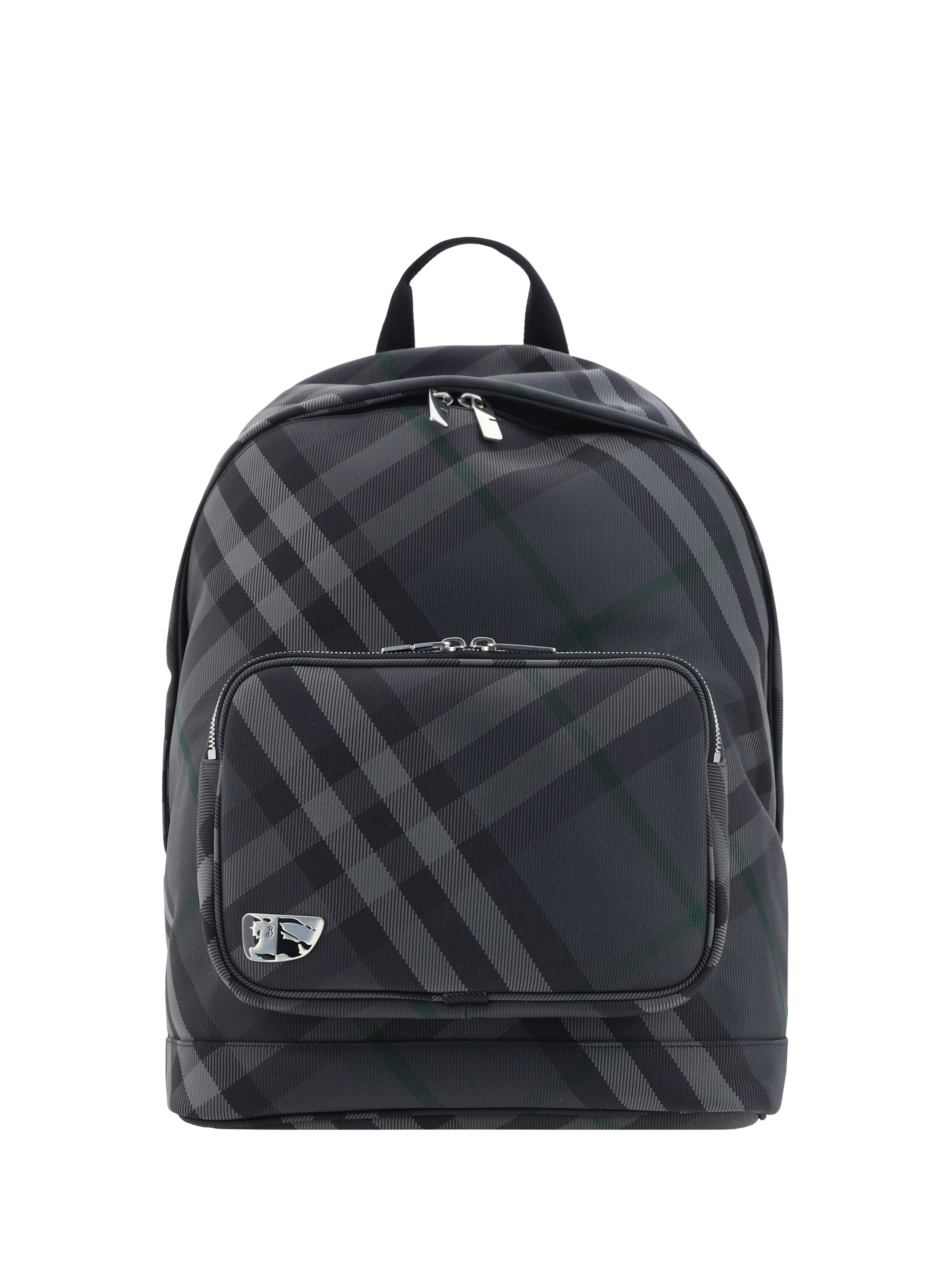 Printed Nylon Blend Grid Backpack