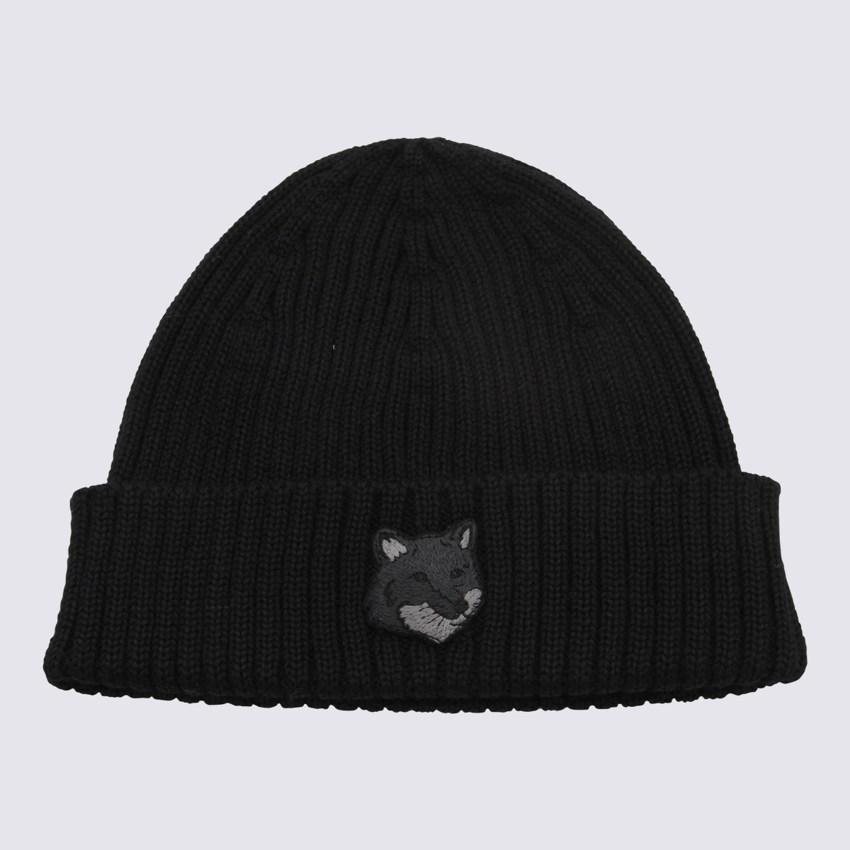 Maison Kitsuné Black Wool Fox Head Beanie