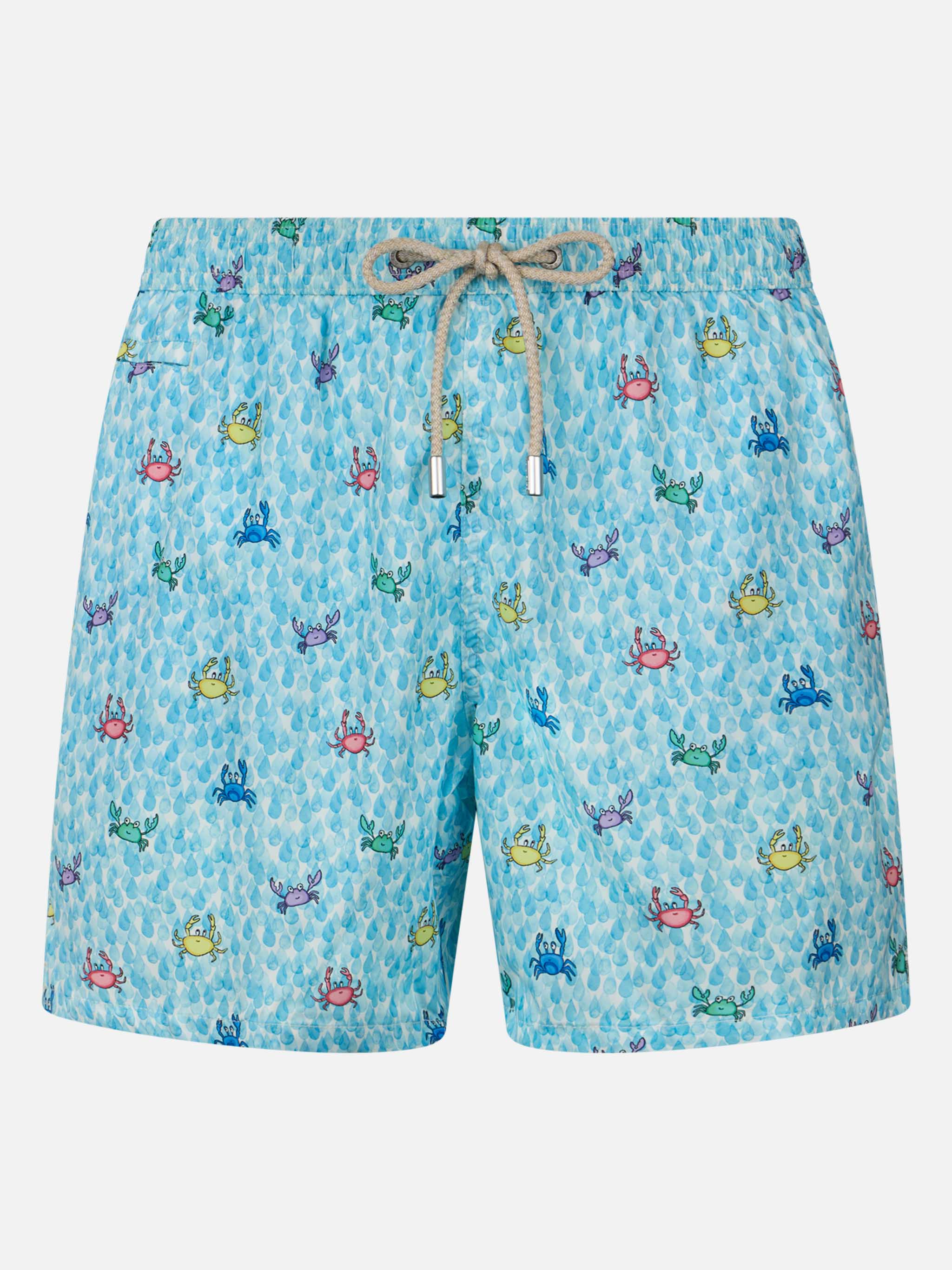 Man Comfort Light Swim Shorts With Crabs Print