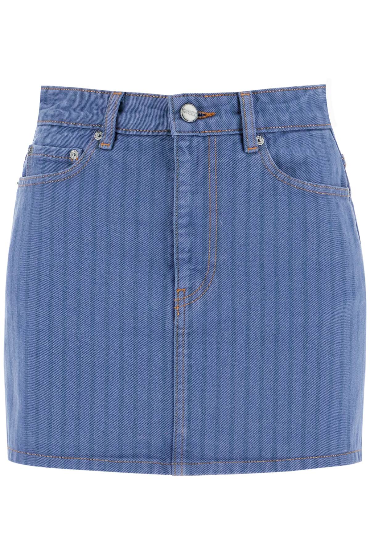 striped Overdyed Denim Mini