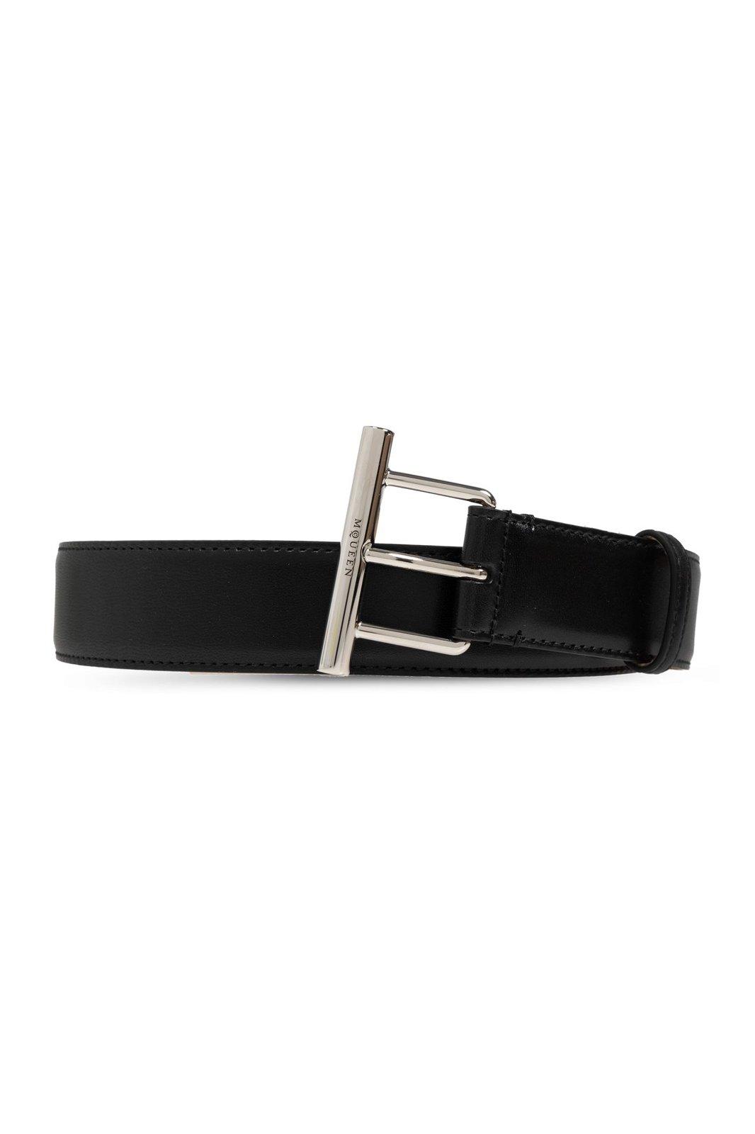 T-bar Buckled Logo Engraved Belt