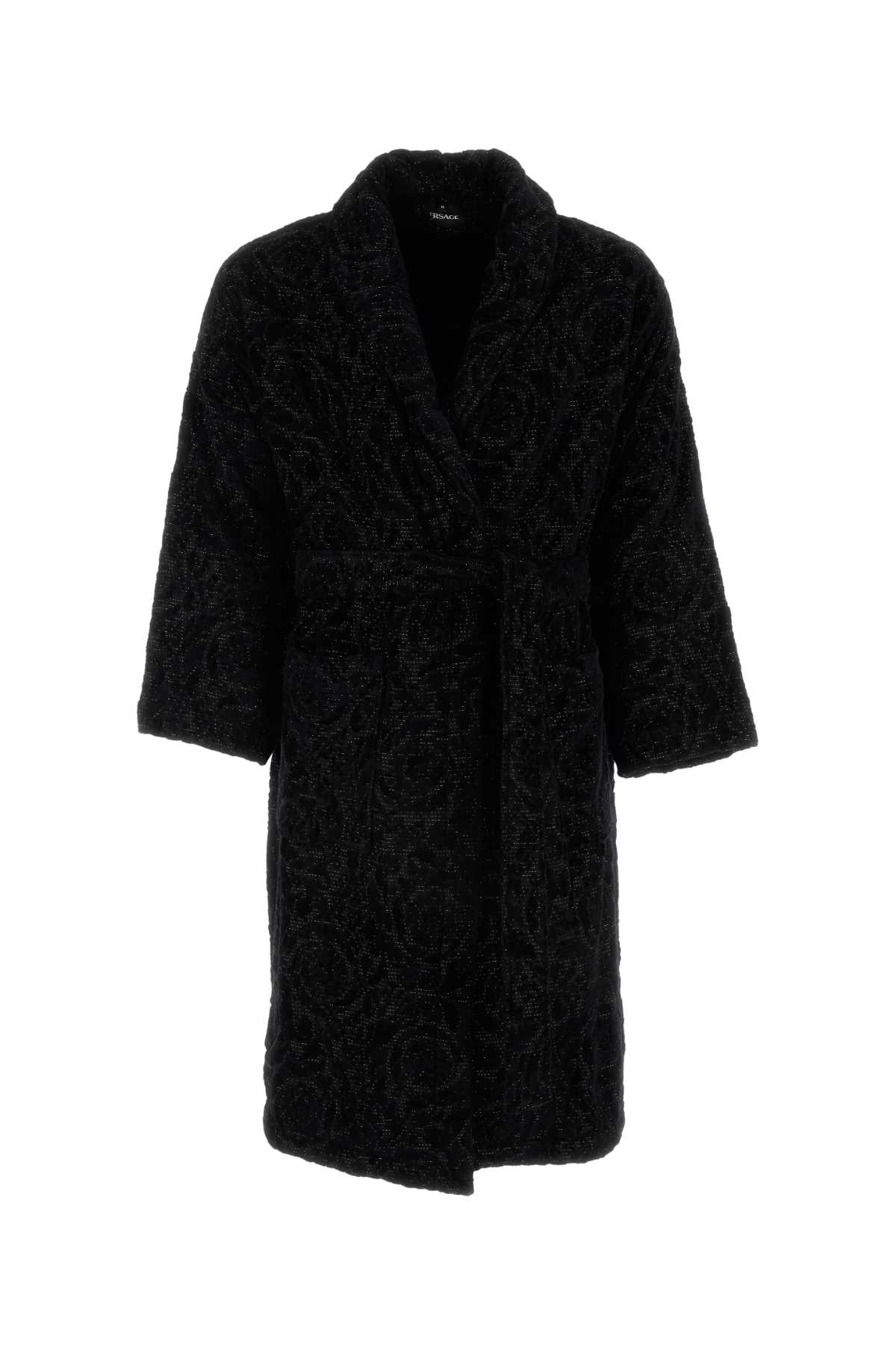 Black Terry Fabric Bathrobe