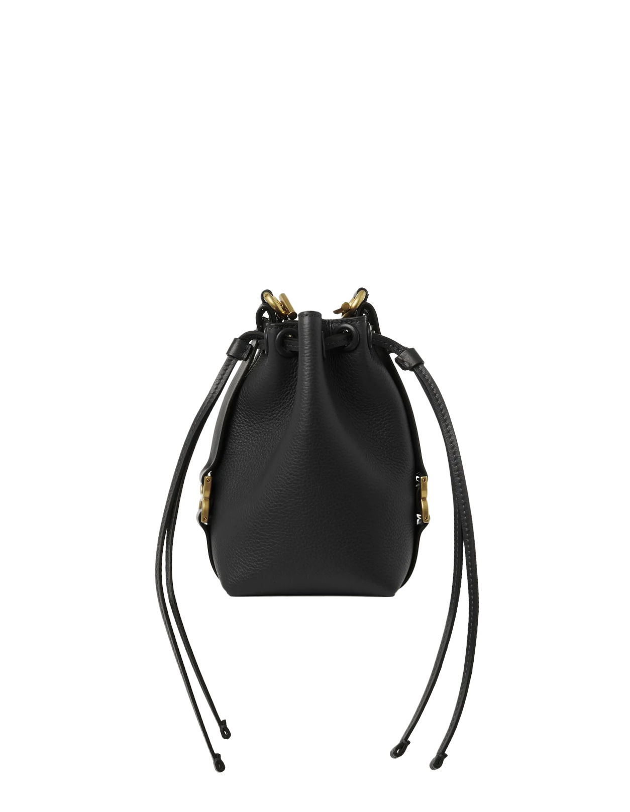 Chloé Micro Marcie Bucket Bag In Black Grainy Leather