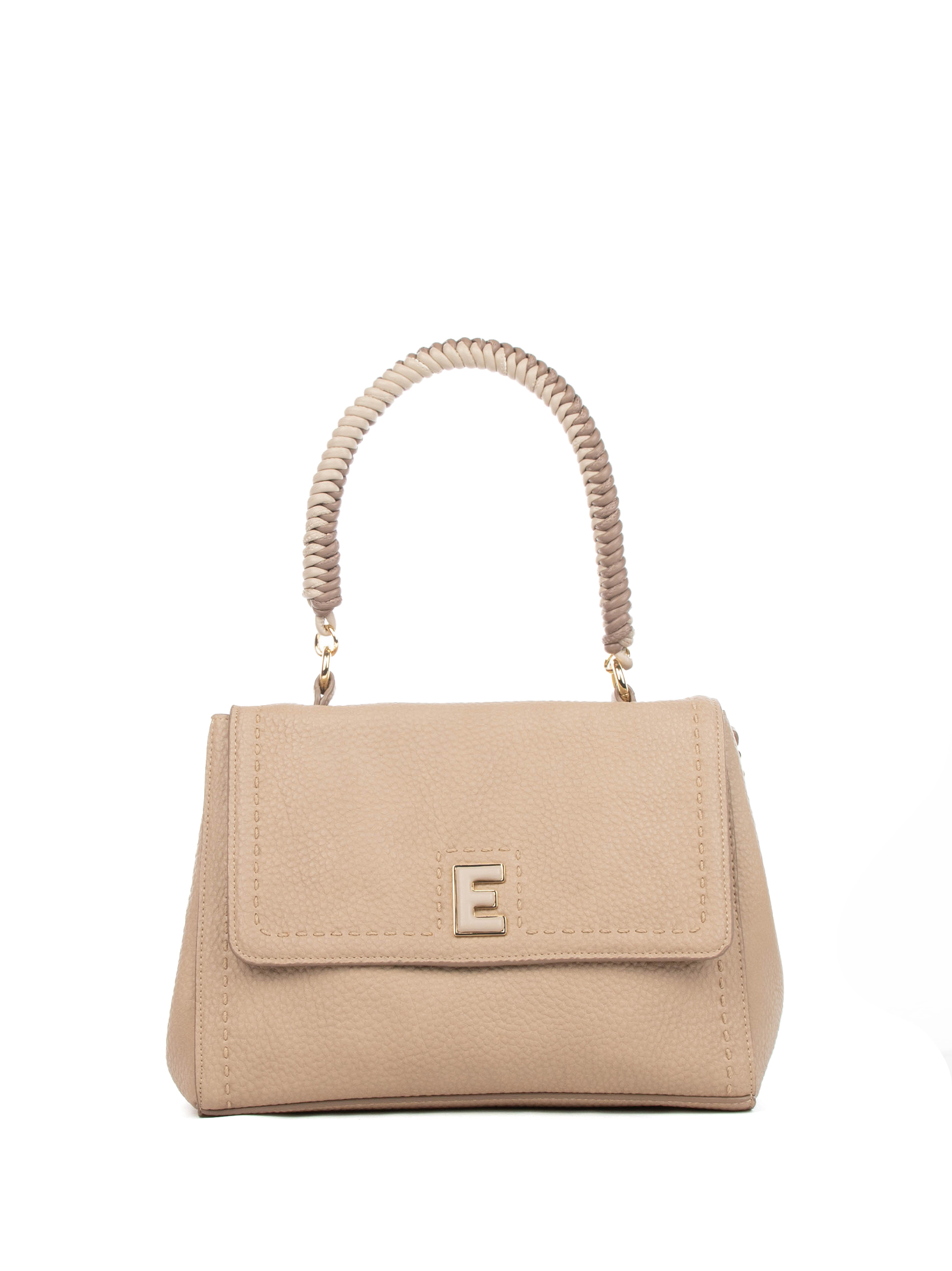 Sand Eco-leather Handbag With Shoulder Strap