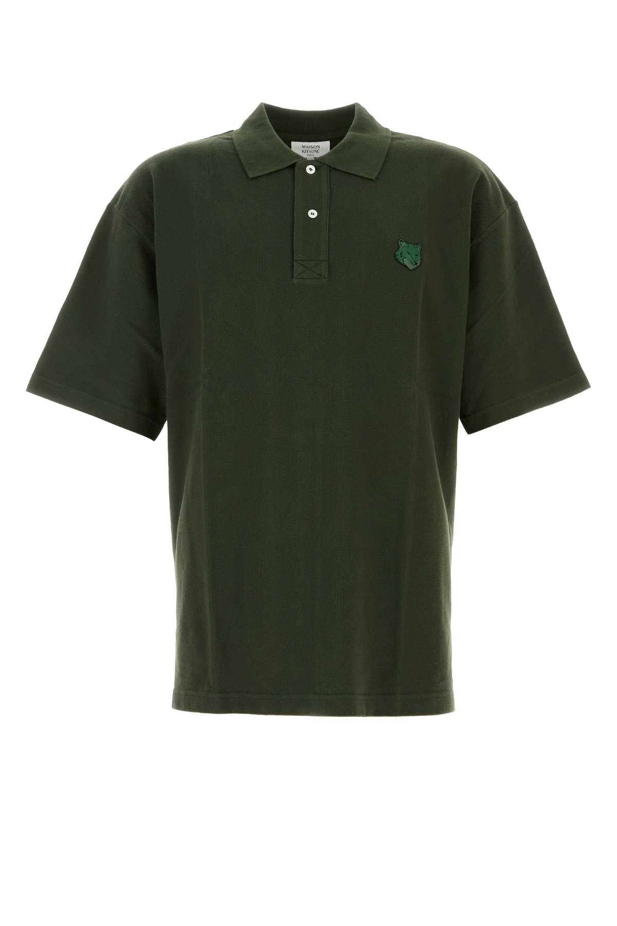 Maison Kitsuné Olive Green Piquet Polo Shirt