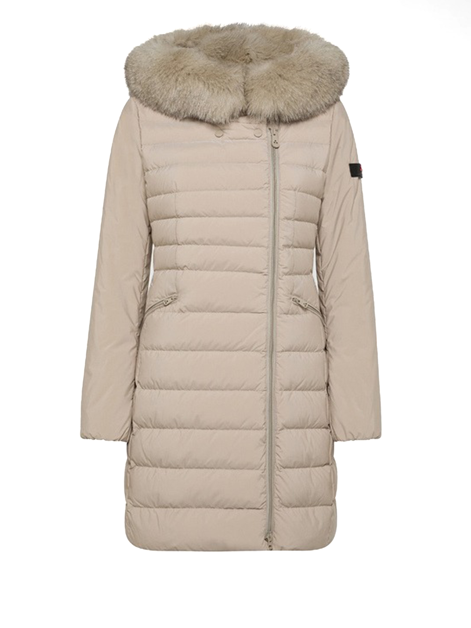 Seriola Slim Beige Down Jacket With Fur