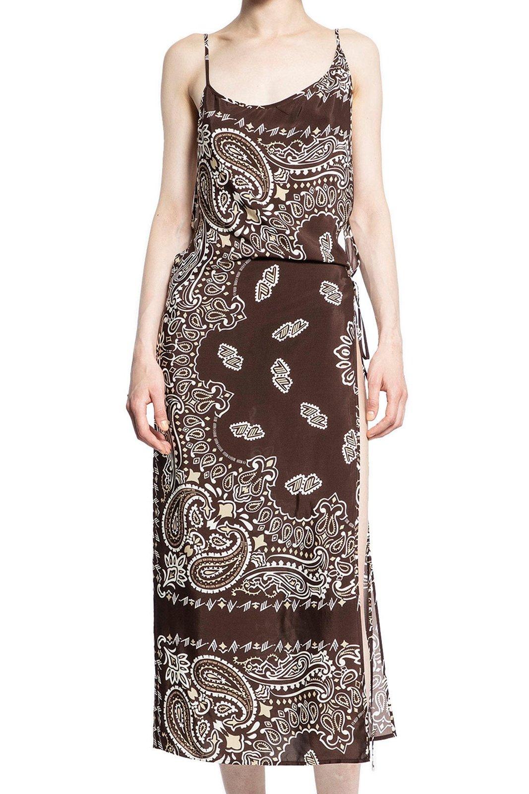 Bandana Printed Open-back Midi Dress