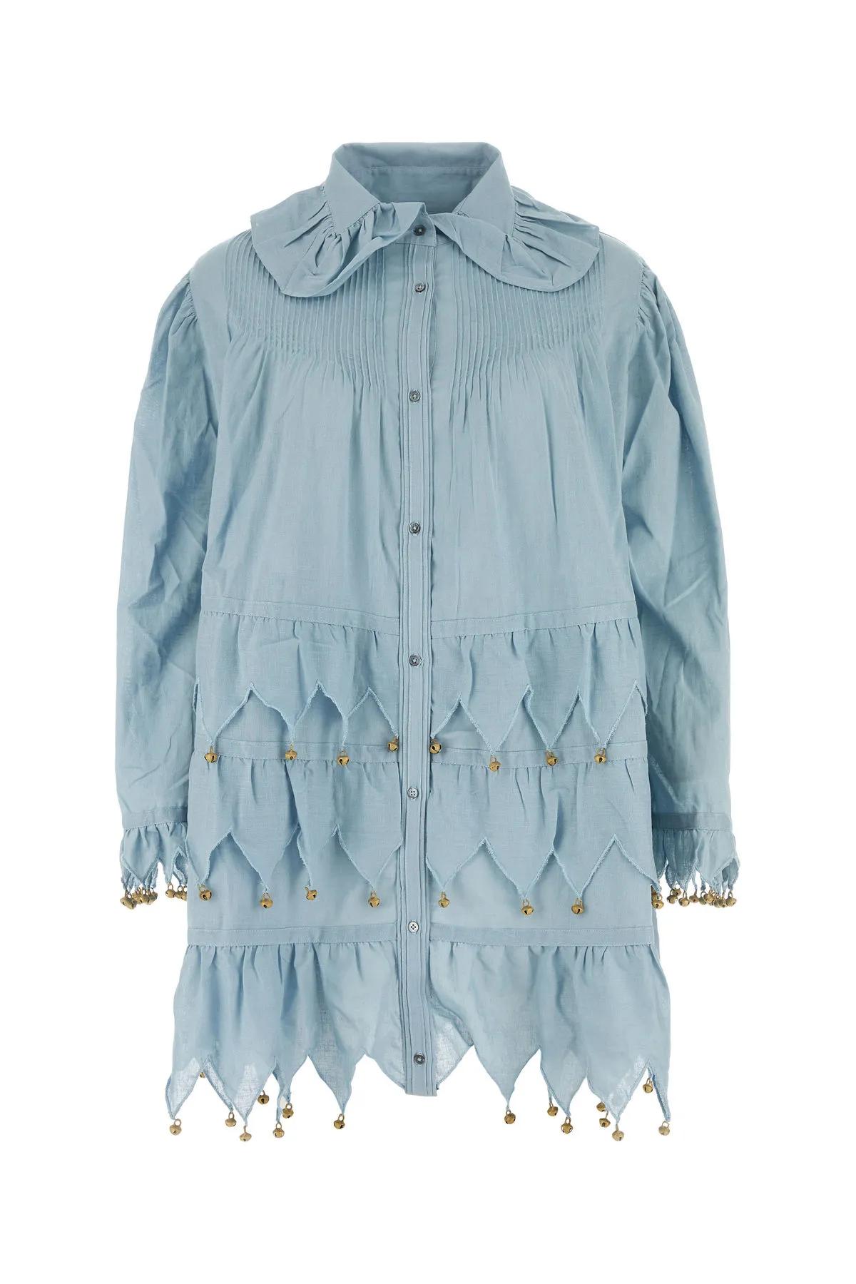 Light Blue Line Carillon Shirt Dress