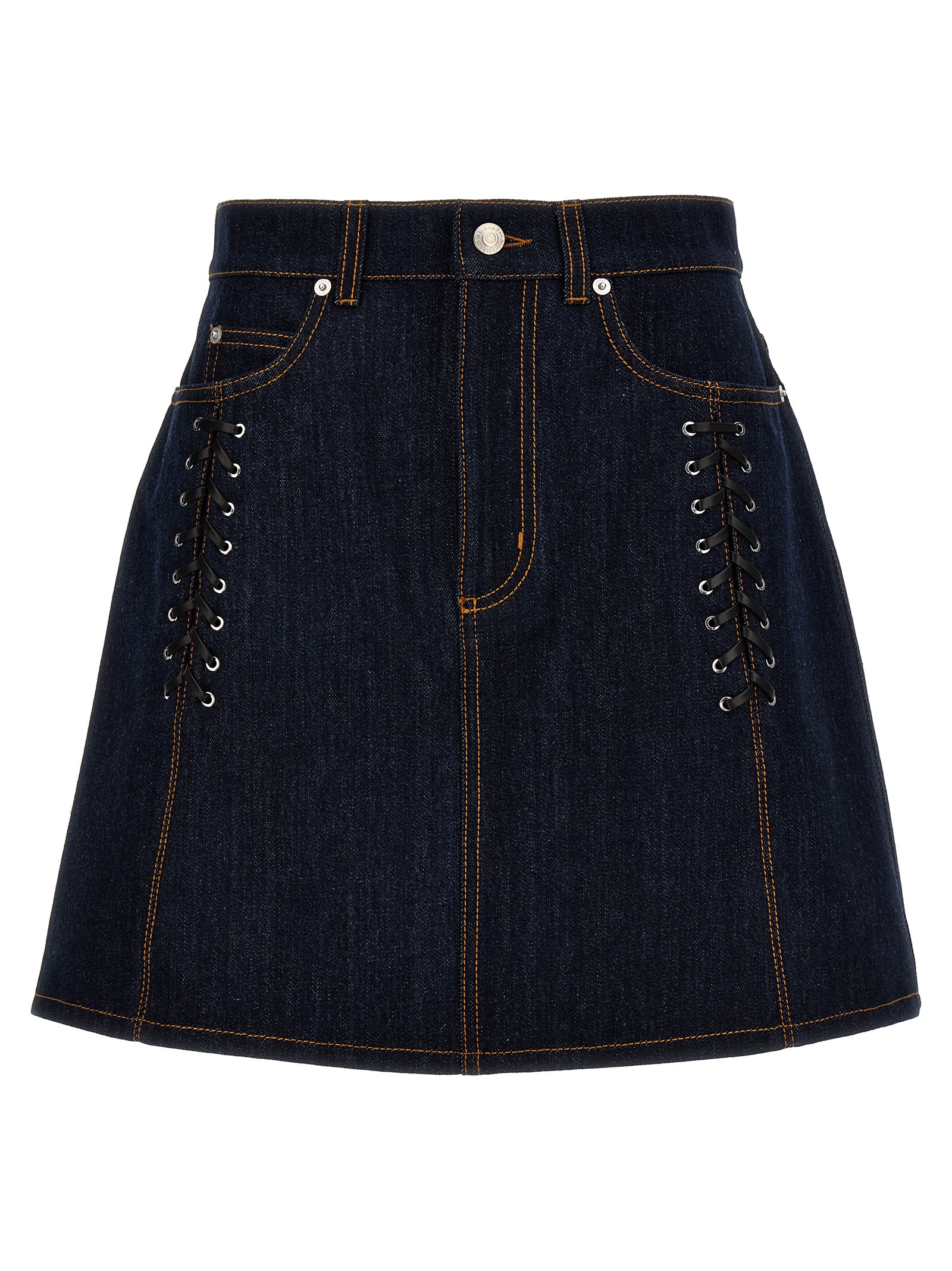 Lace-up Denim Skirt