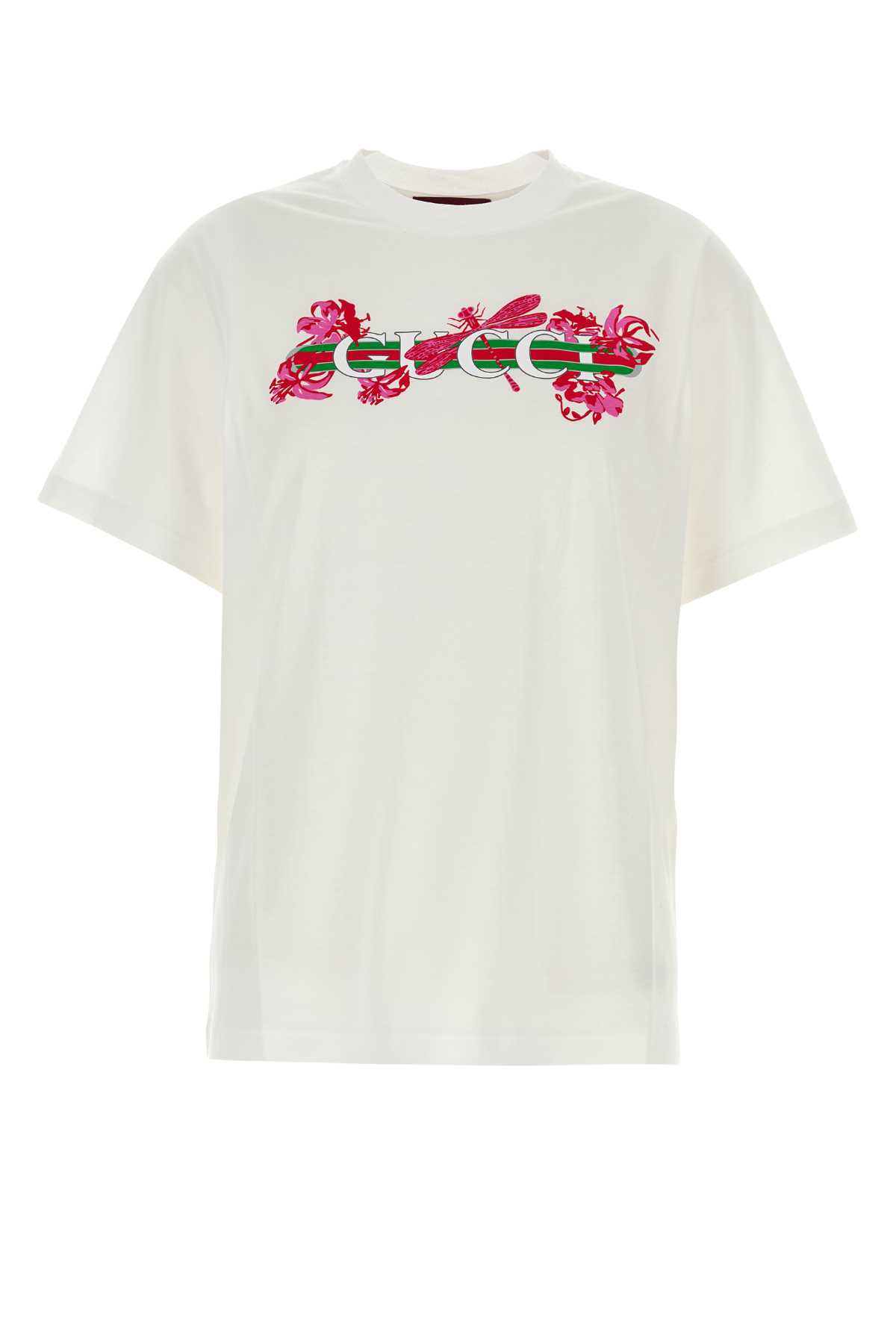 Gucci Women Logo Cotton T-shirt In 9042