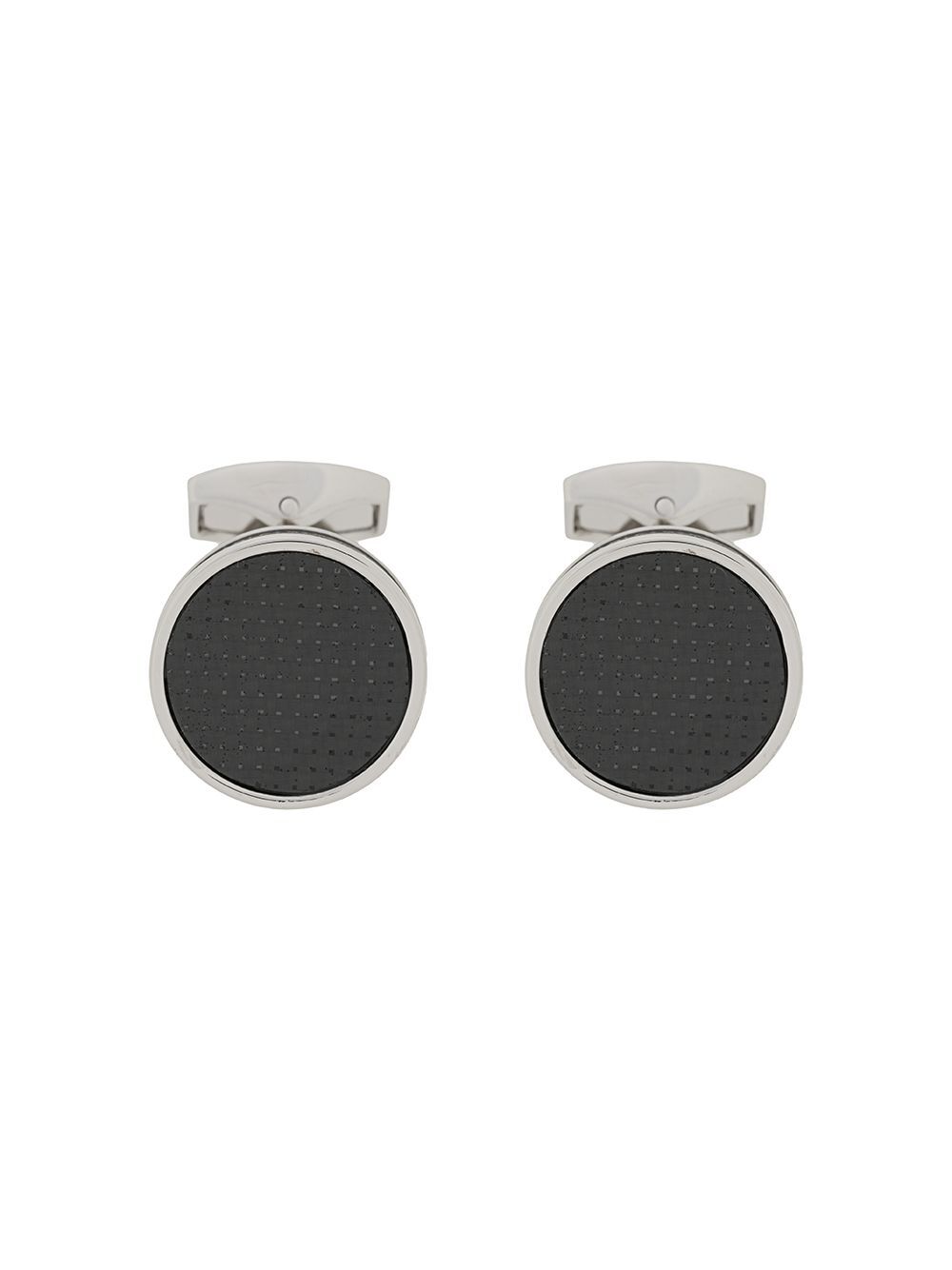 Cufflinks Round Palladium Carbon Fibre